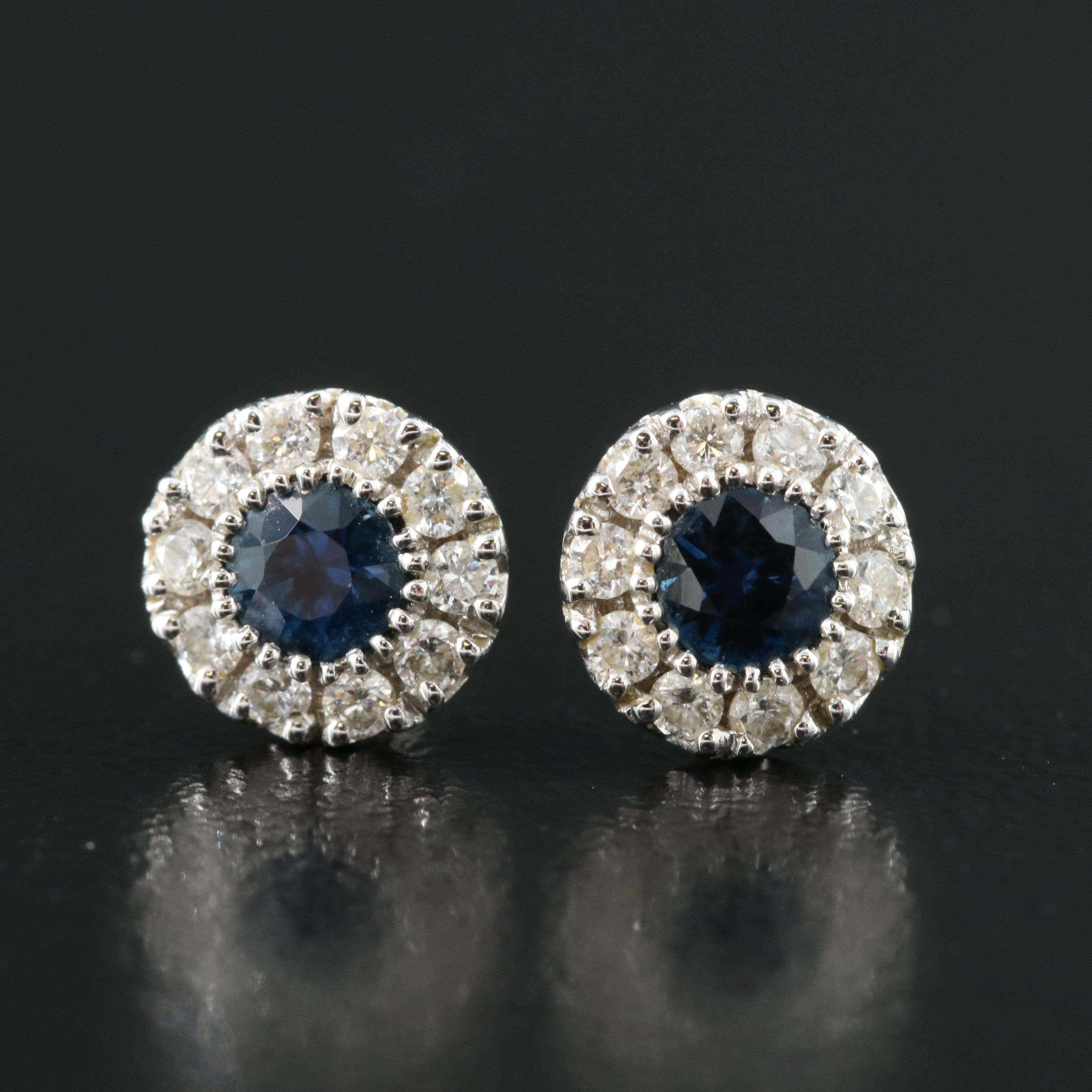 18K Sapphire and Diamond Stud Earrings