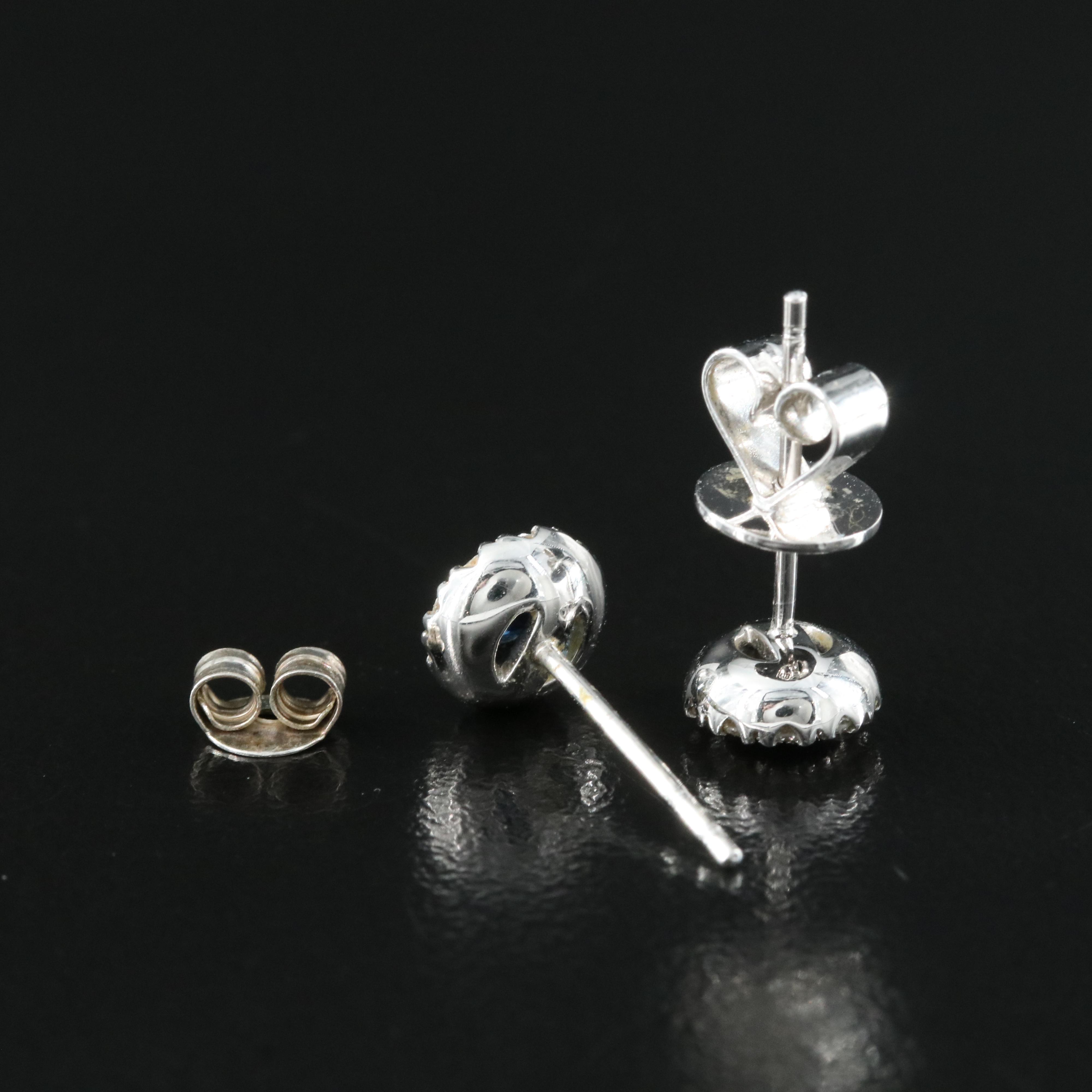 18K Sapphire and Diamond Stud Earrings