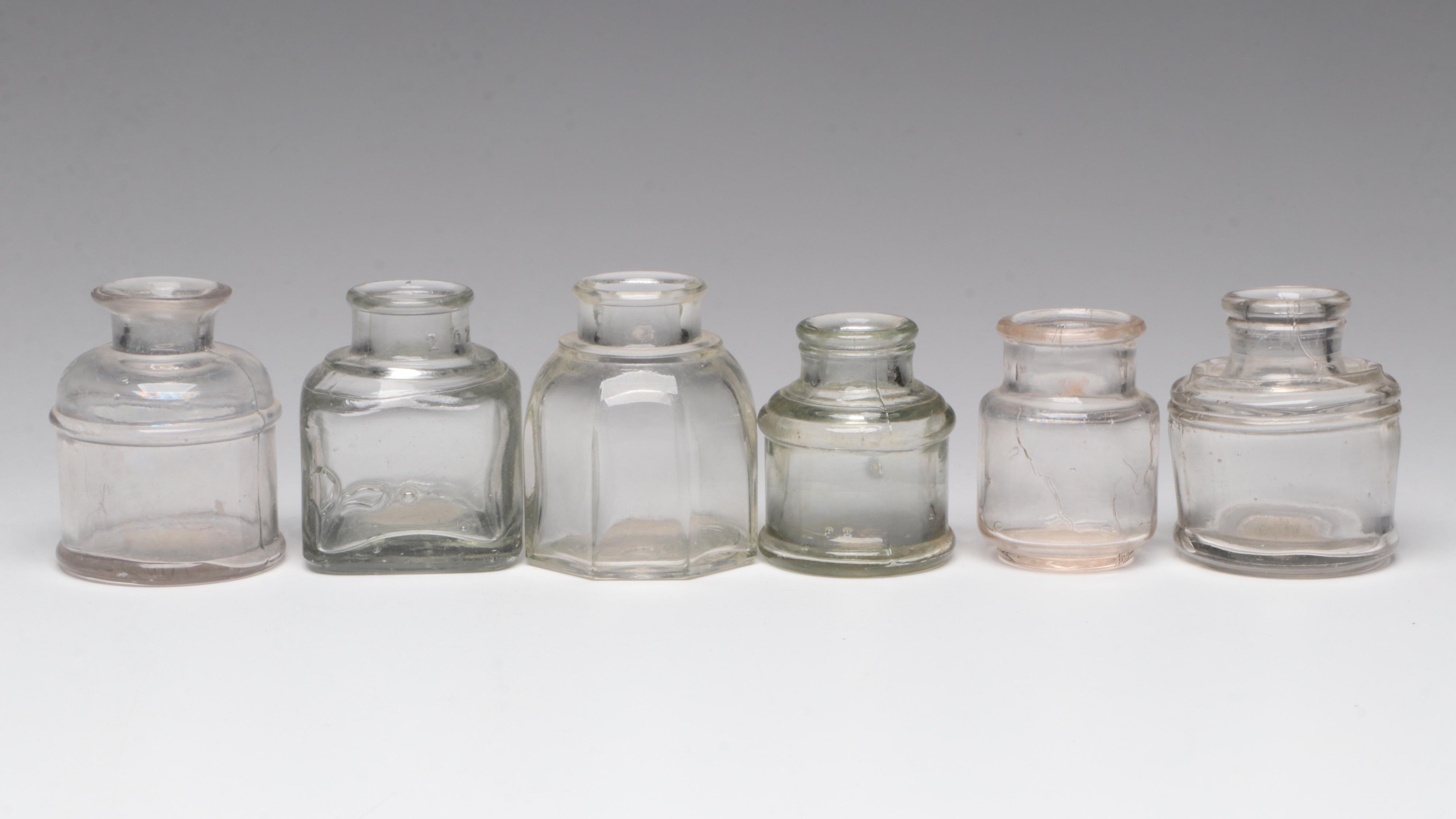 Waterman, Caw's and Assorted Glass Ink Bottle Collection, Early 20th