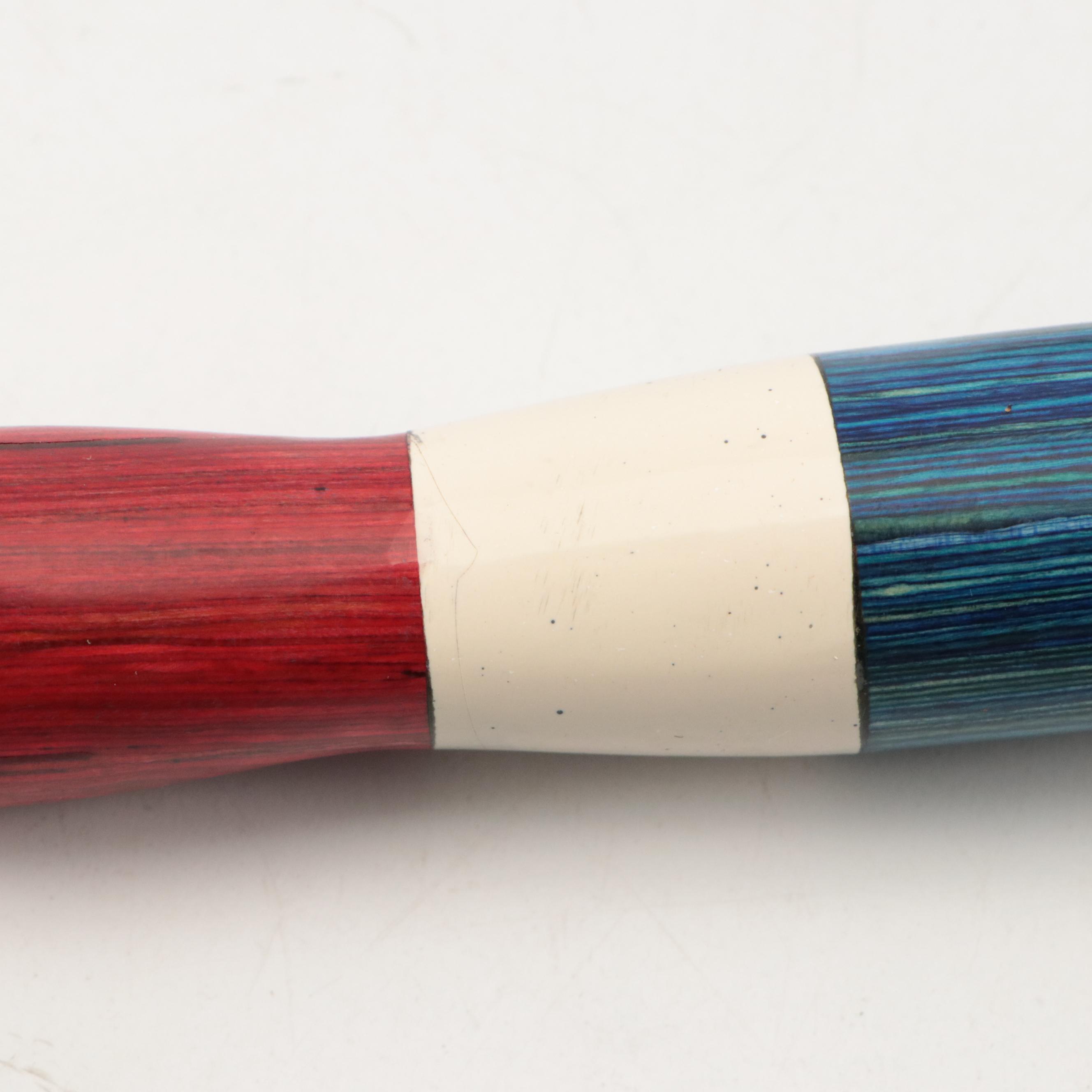 Damascus Steel American Flag Motif Handled Knife Set with Leather Knife Roll