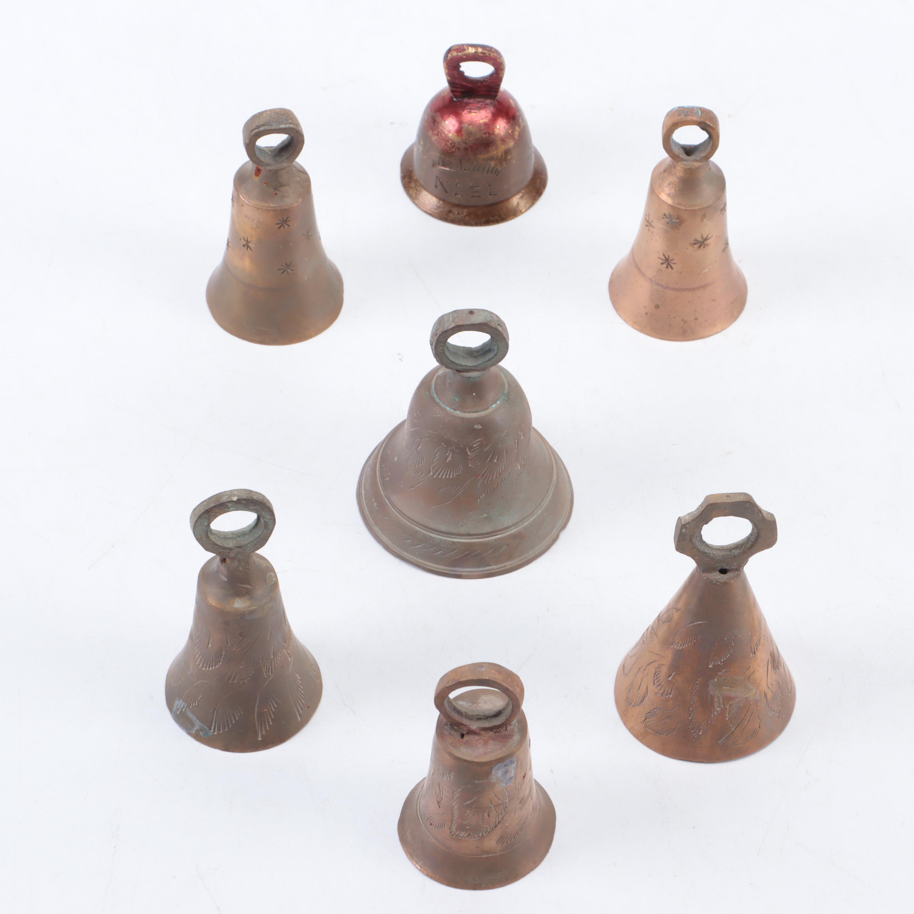 Cast Brass and Copper Hand-Etched Holiday Bell Collection