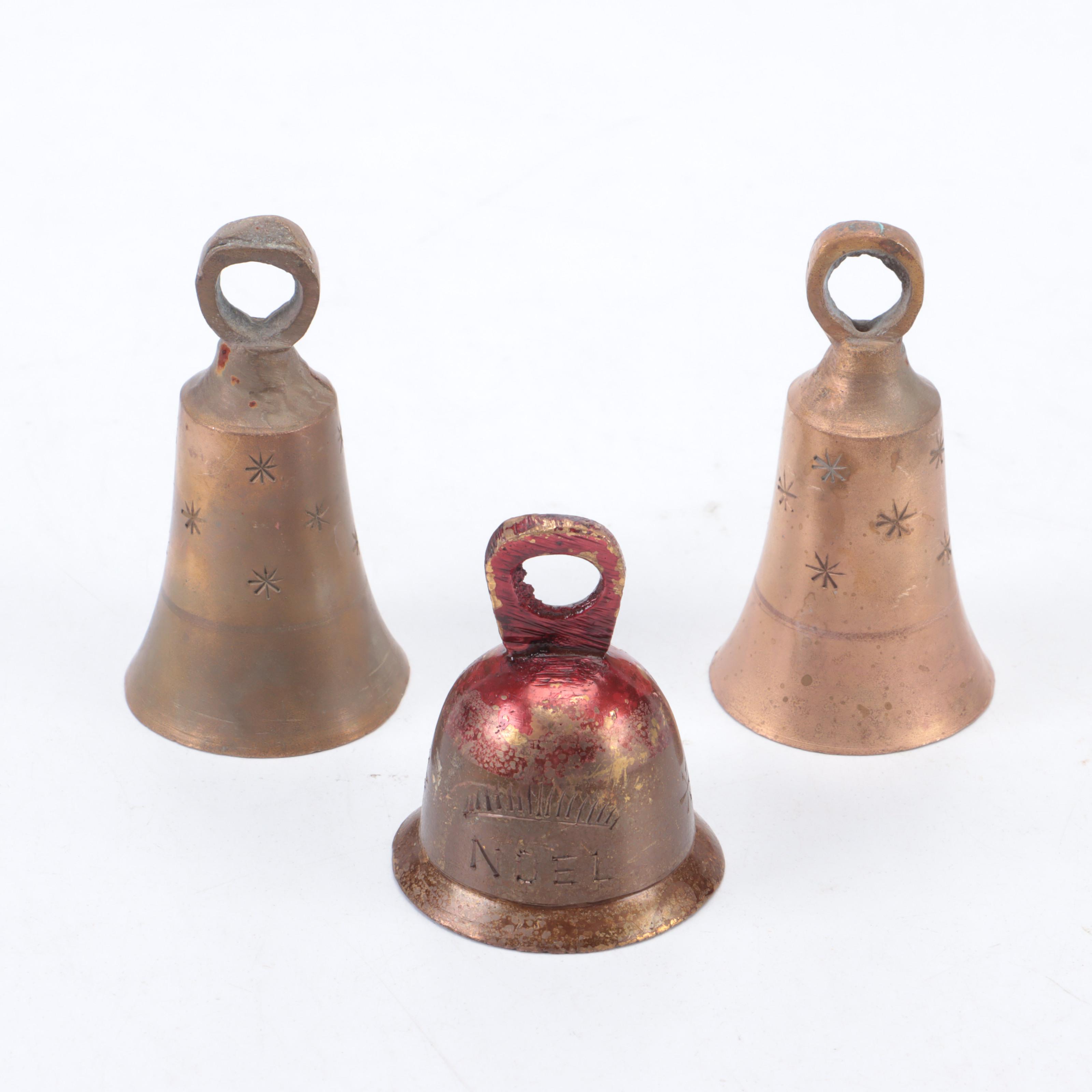 Cast Brass and Copper Hand-Etched Holiday Bell Collection