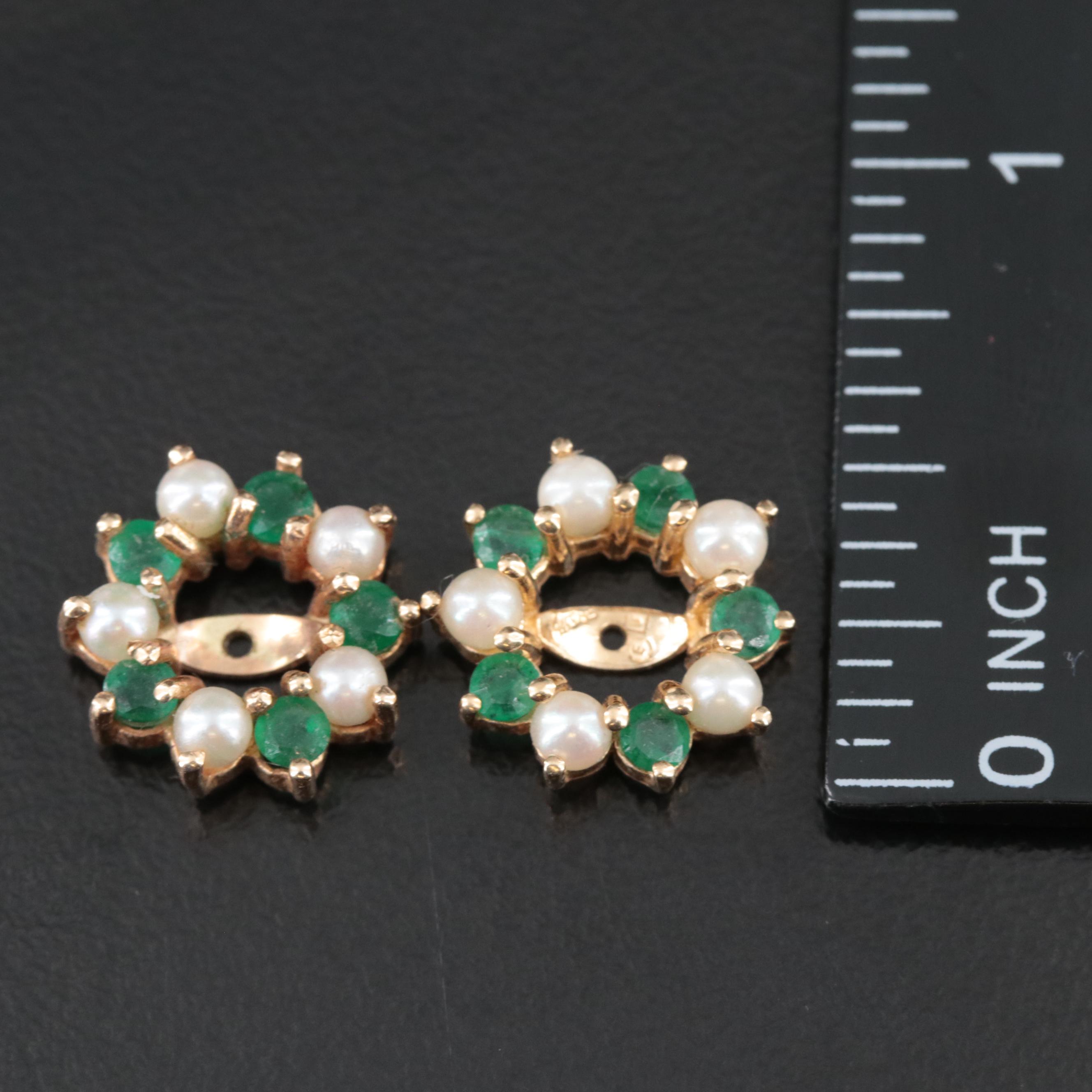 14K Emerald and Pearl Earring Jackets