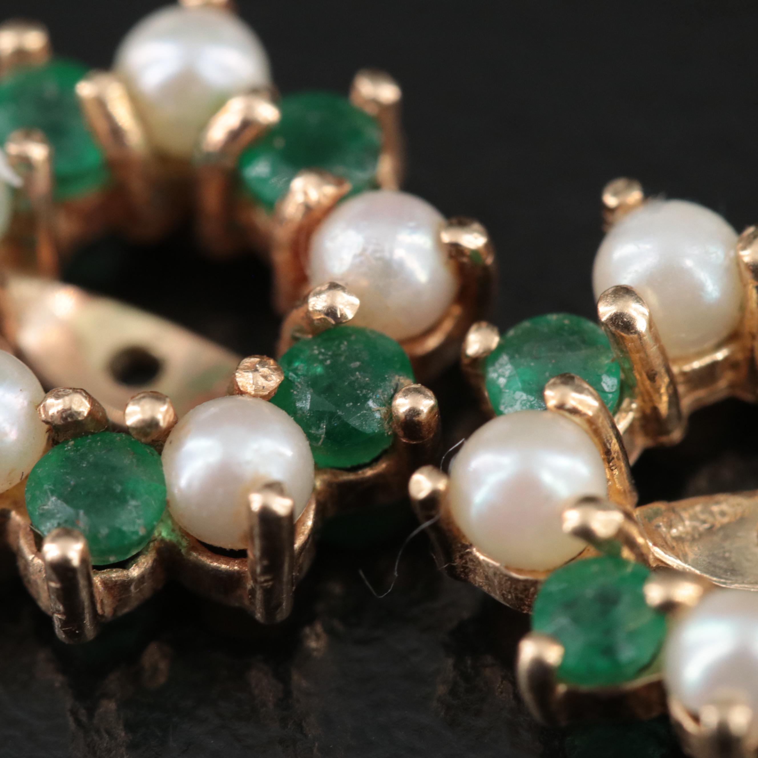 14K Emerald and Pearl Earring Jackets