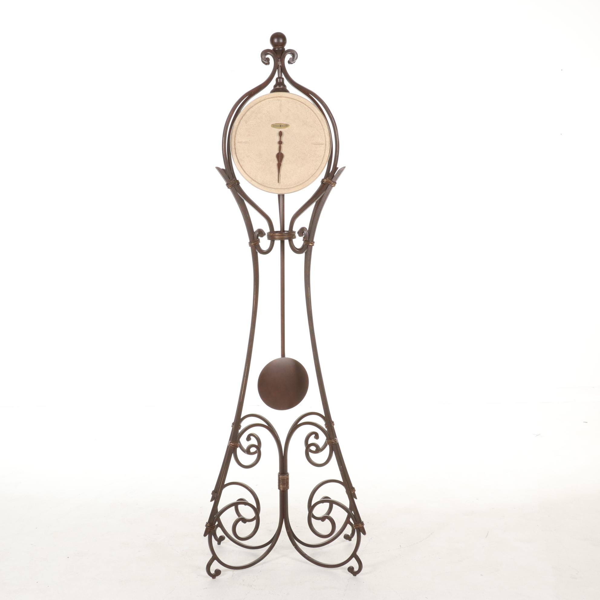 Howard Miller "Vercelli" Scrolled Iron and Cast Stone Floor Clock EBTH