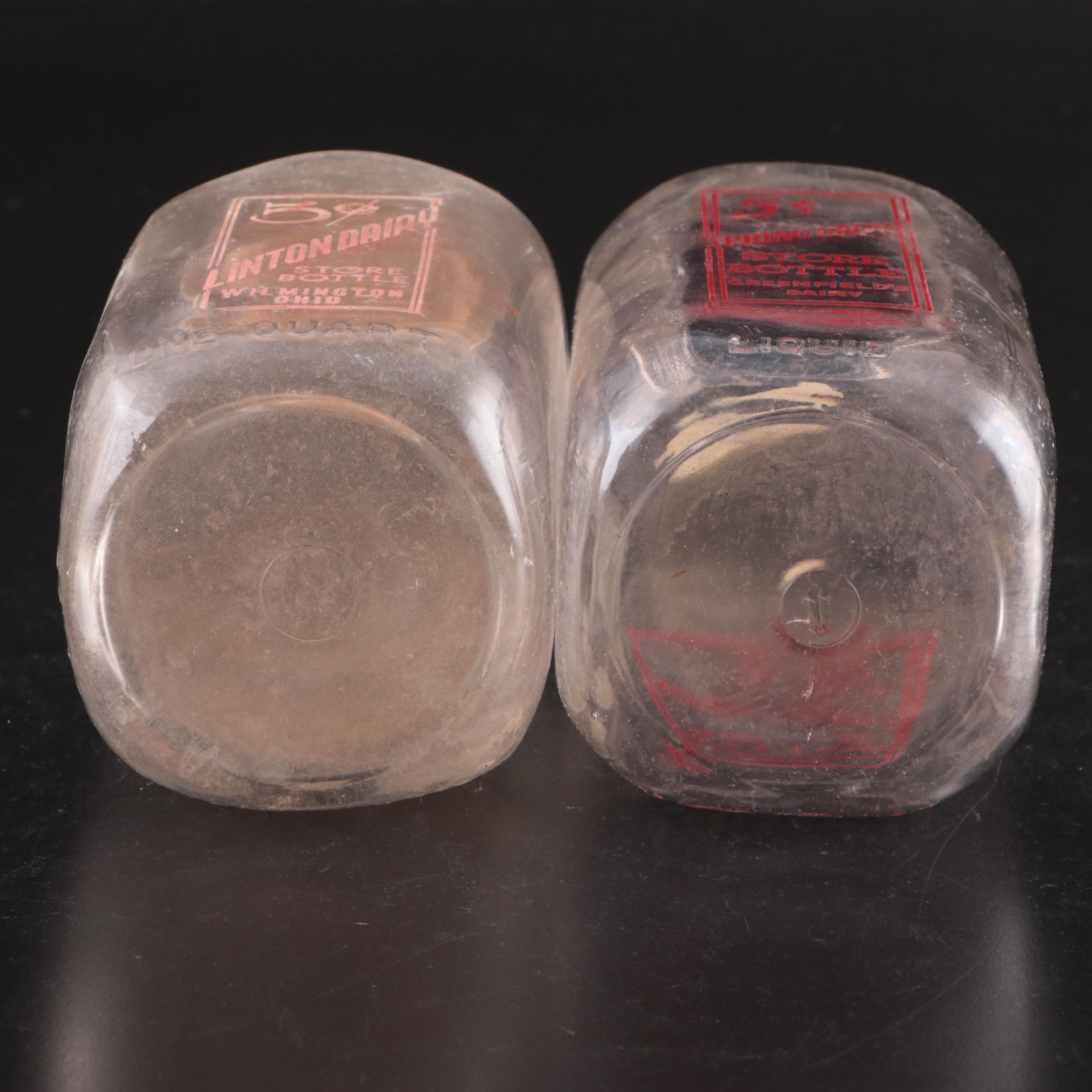 Louis Holtkamp Dairy and Other Glass Milk Bottles in Metal Glass Bottle Carrier