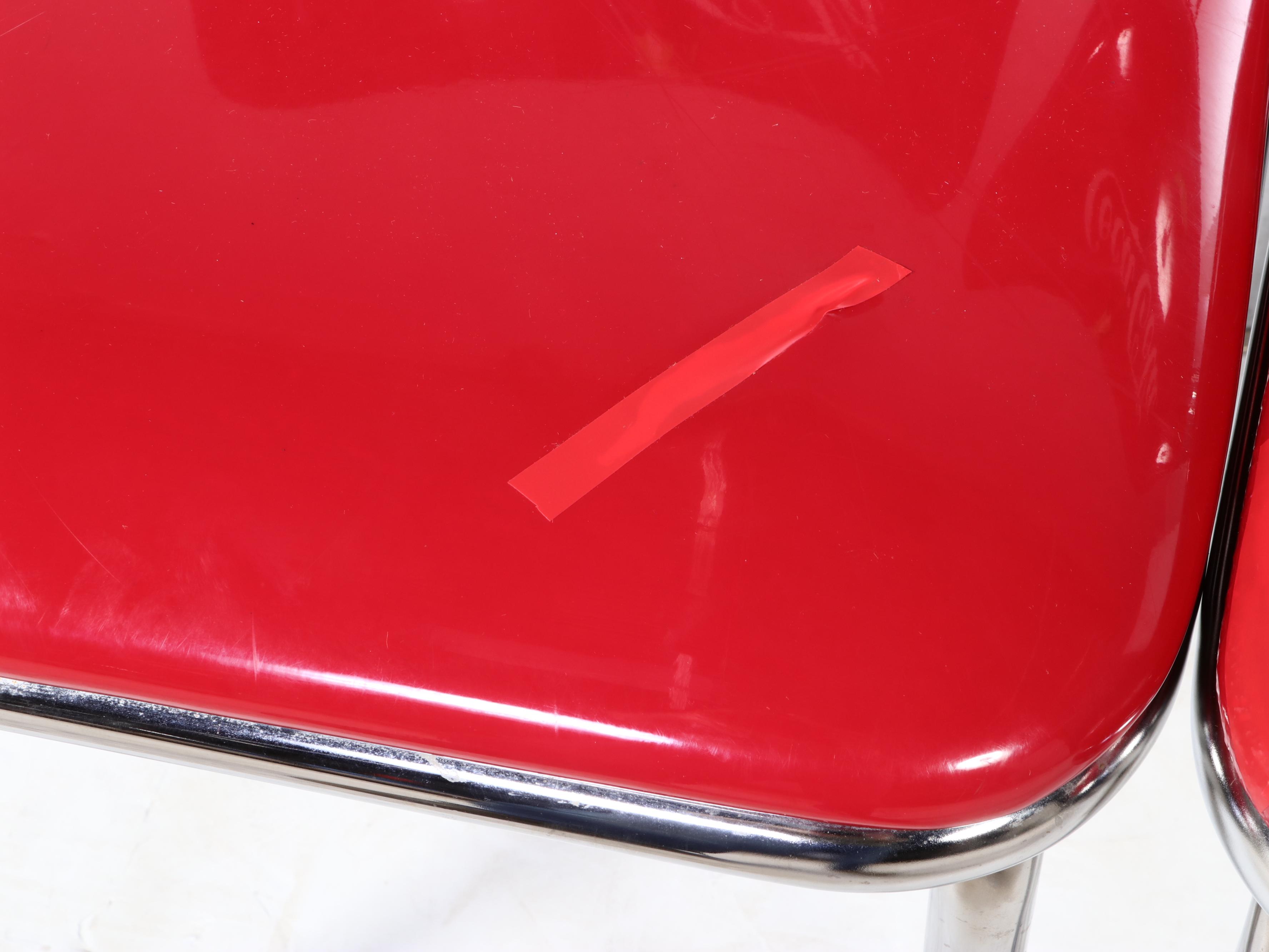 Pair of Vitro for Coca-Cola Modernist Style Chrome and Vinyl Dining Side Chairs