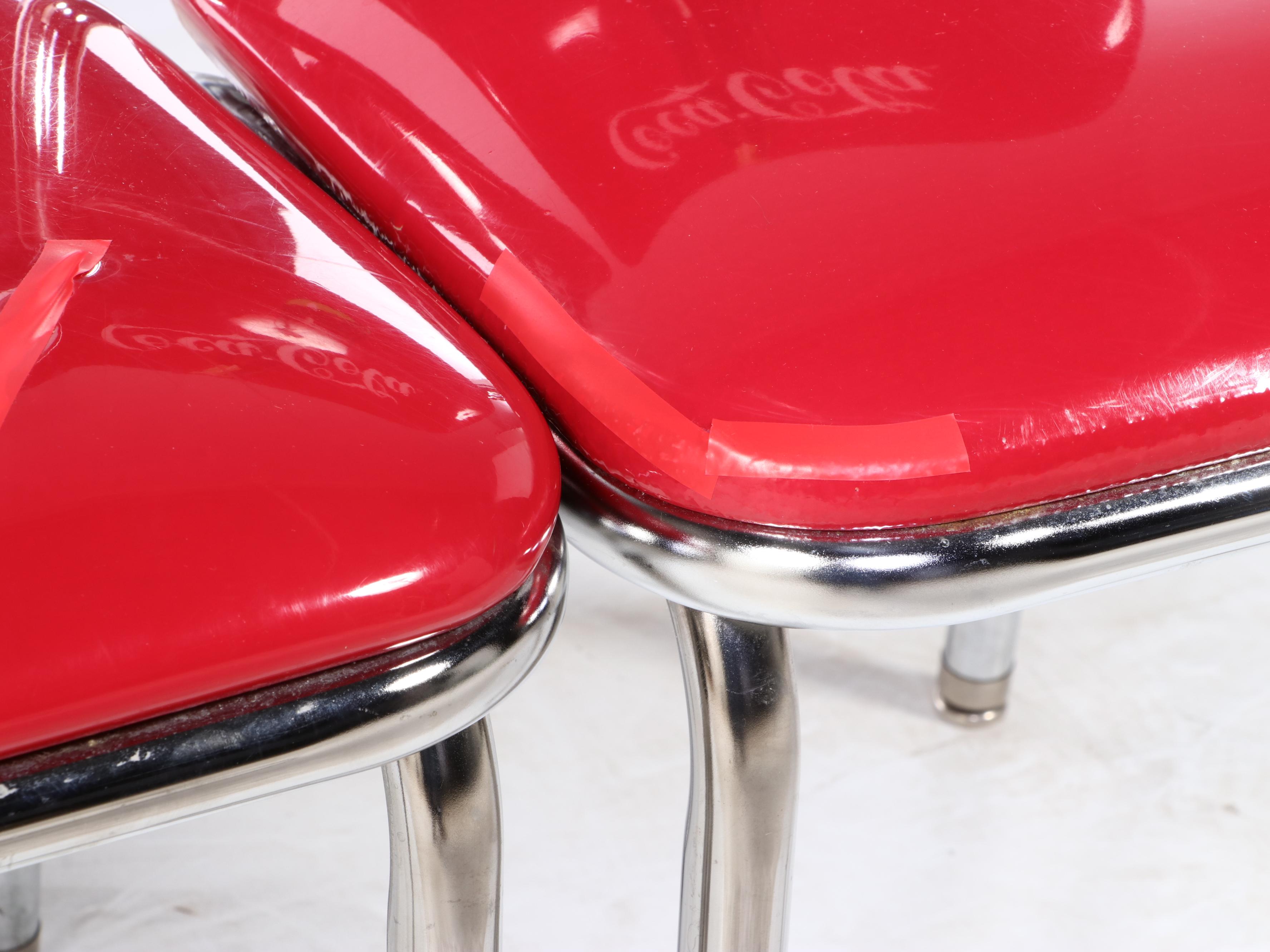 Pair of Vitro for Coca-Cola Modernist Style Chrome and Vinyl Dining Side Chairs