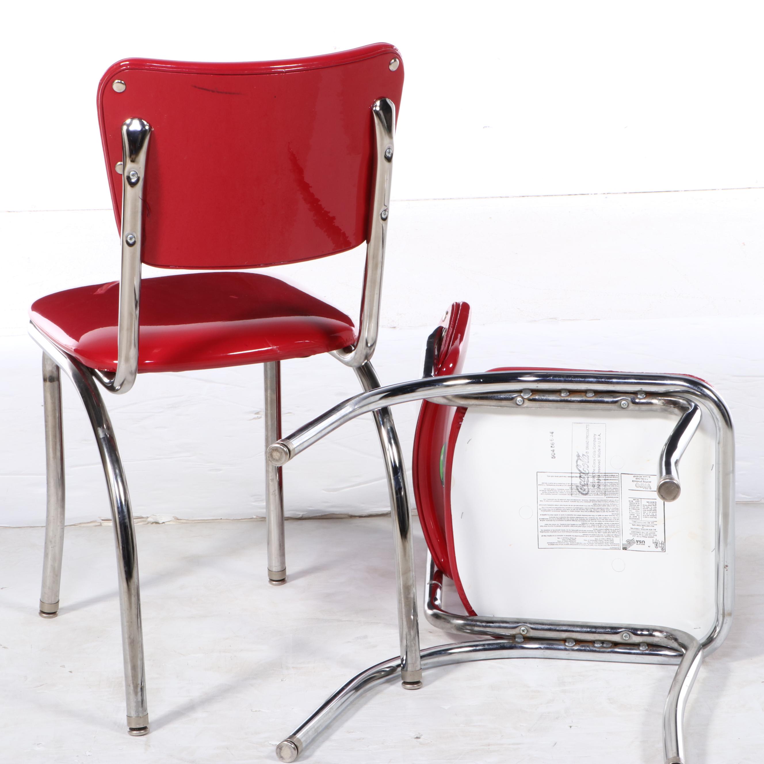 Pair of Vitro for Coca-Cola Modernist Style Chrome and Vinyl Dining Side Chairs