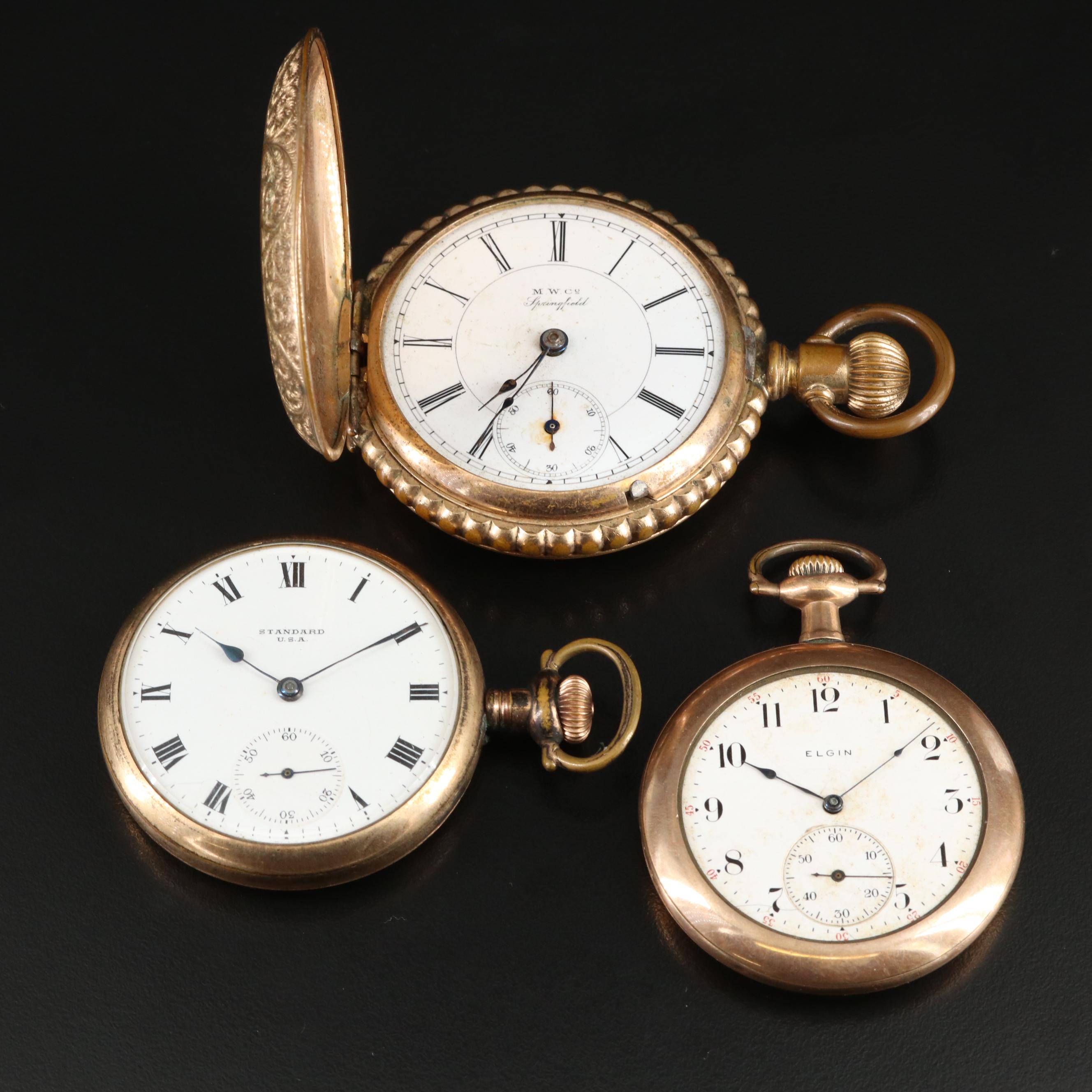 Trio of Gold-Filled Vintage American Pocket Watches