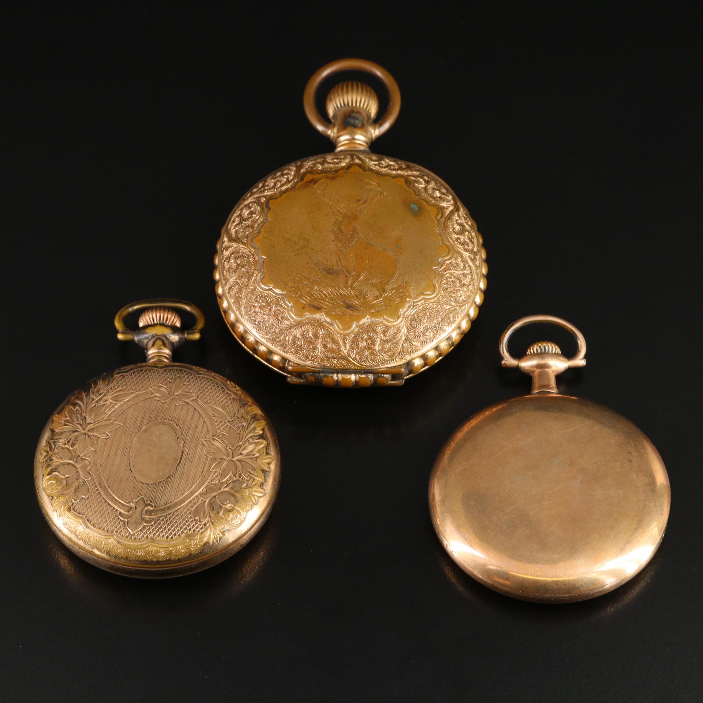 Trio of Gold-Filled Vintage American Pocket Watches