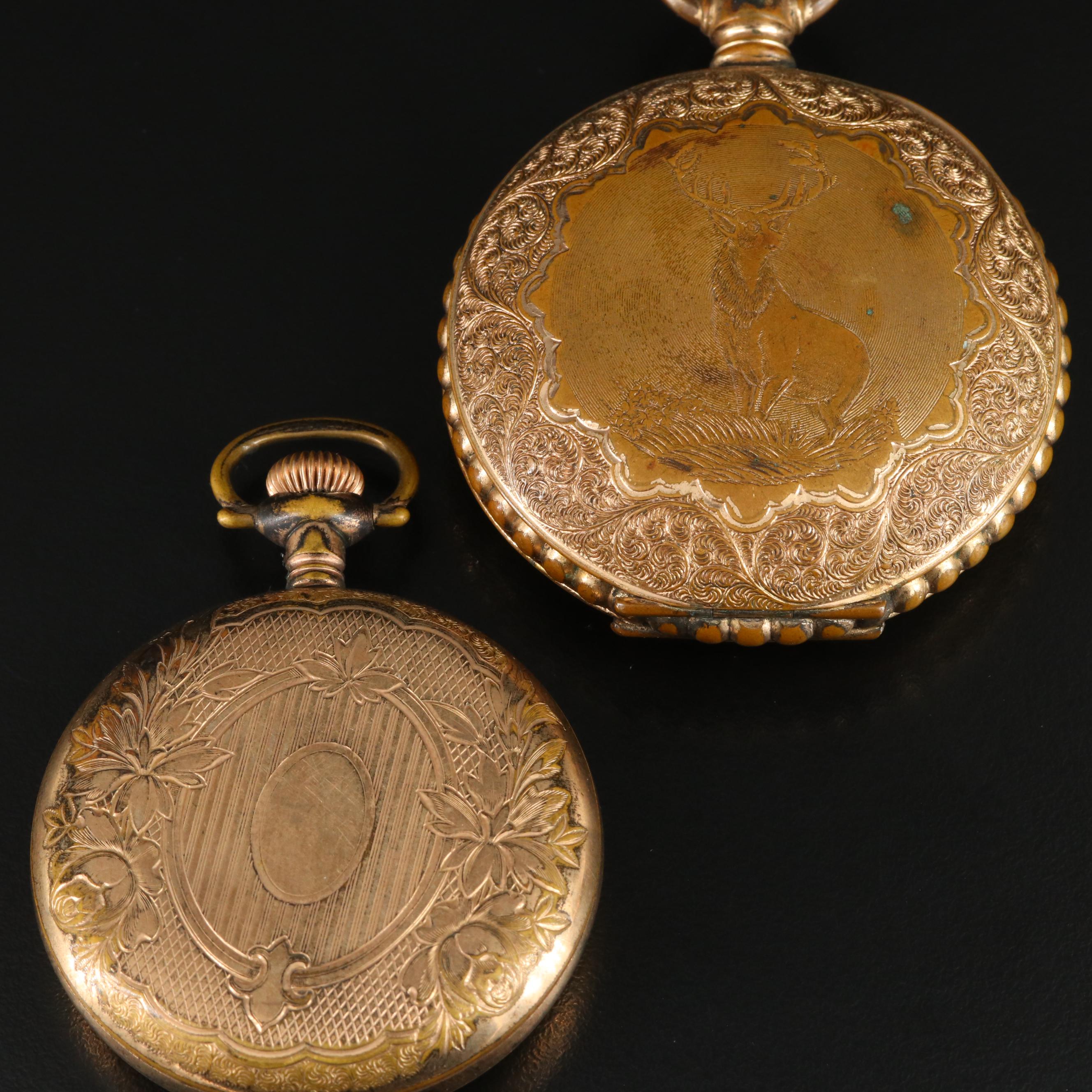 Trio of Gold-Filled Vintage American Pocket Watches
