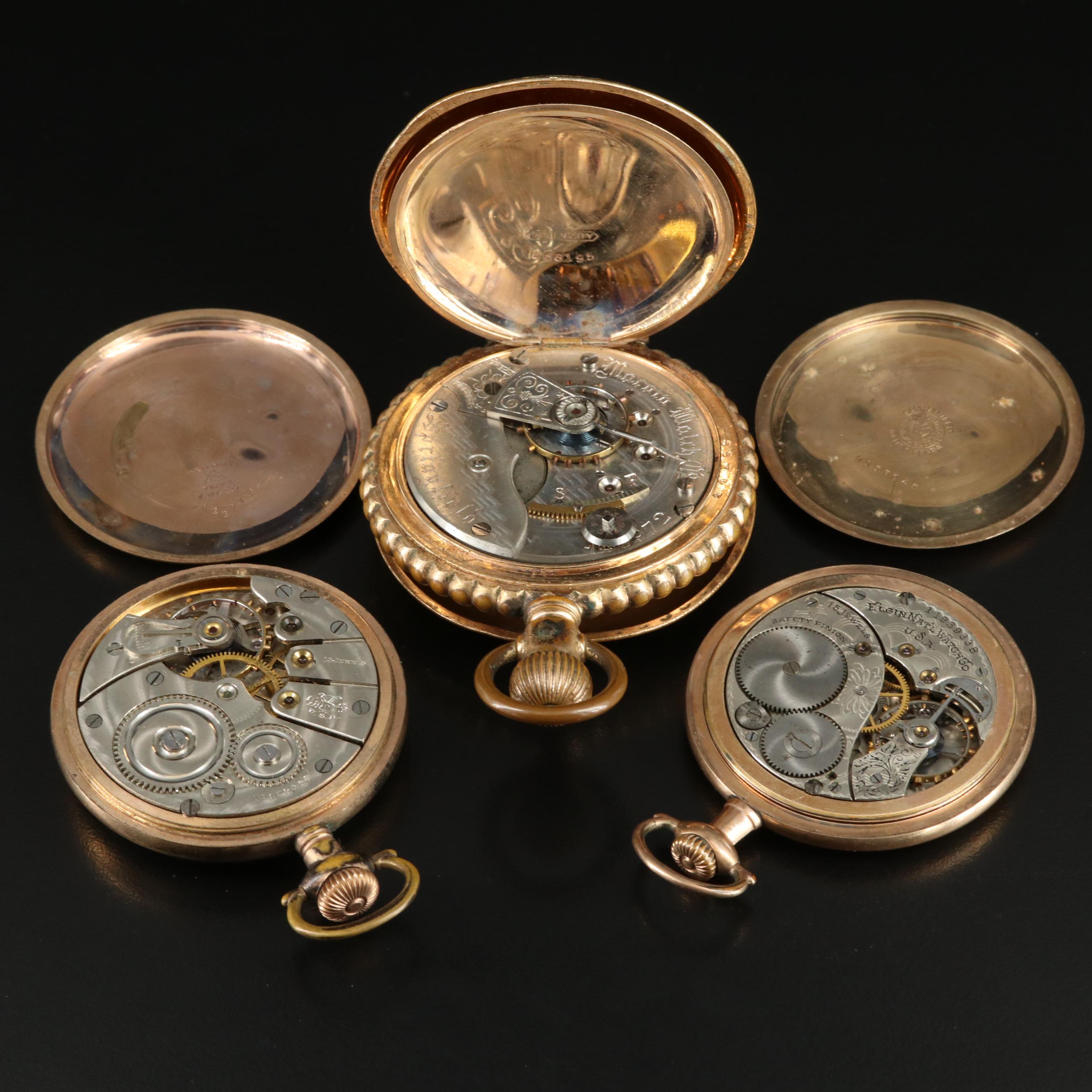 Trio of Gold-Filled Vintage American Pocket Watches