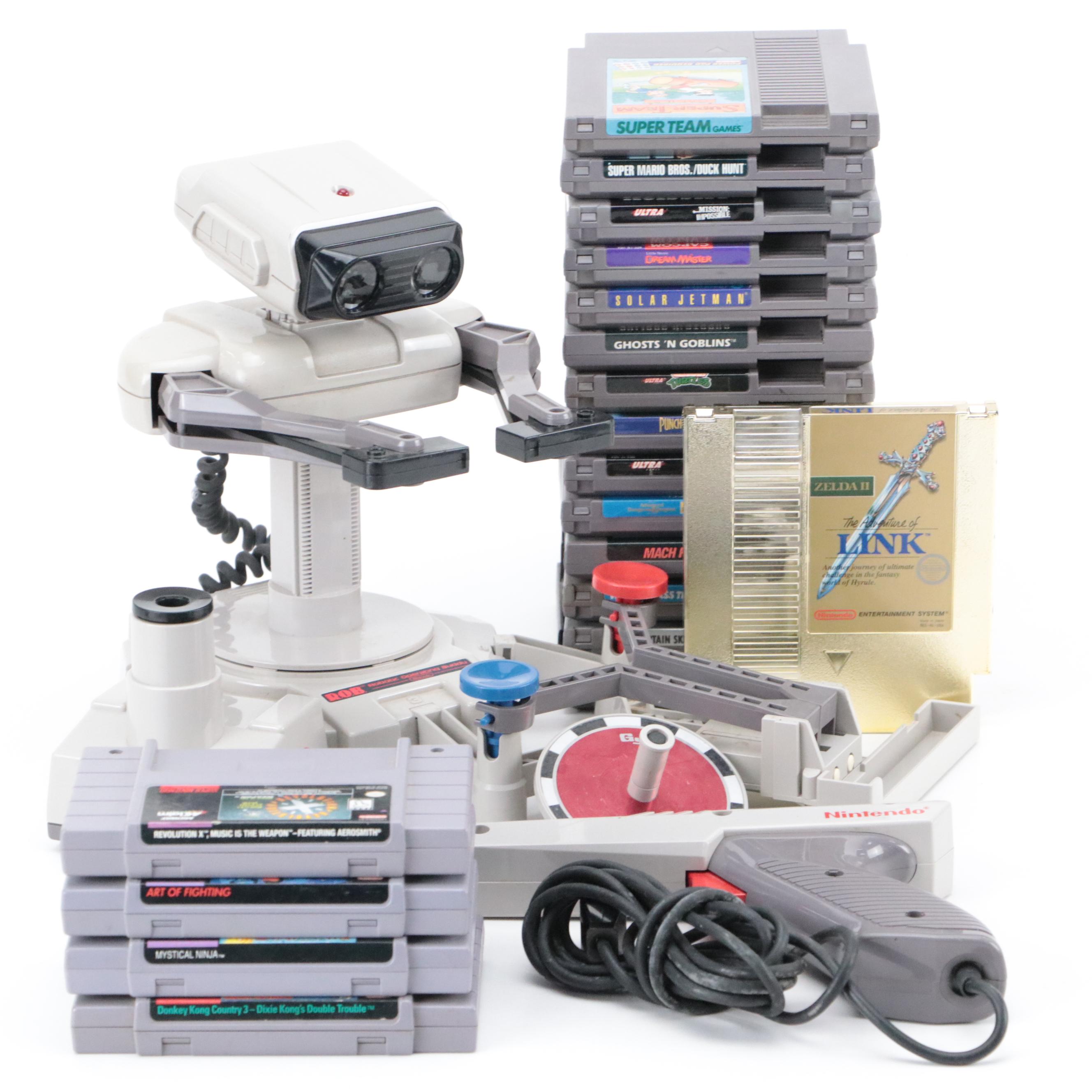 NES and SNES Video Games Featuring "Pool Of Radiance" and R.O.B. The Robot