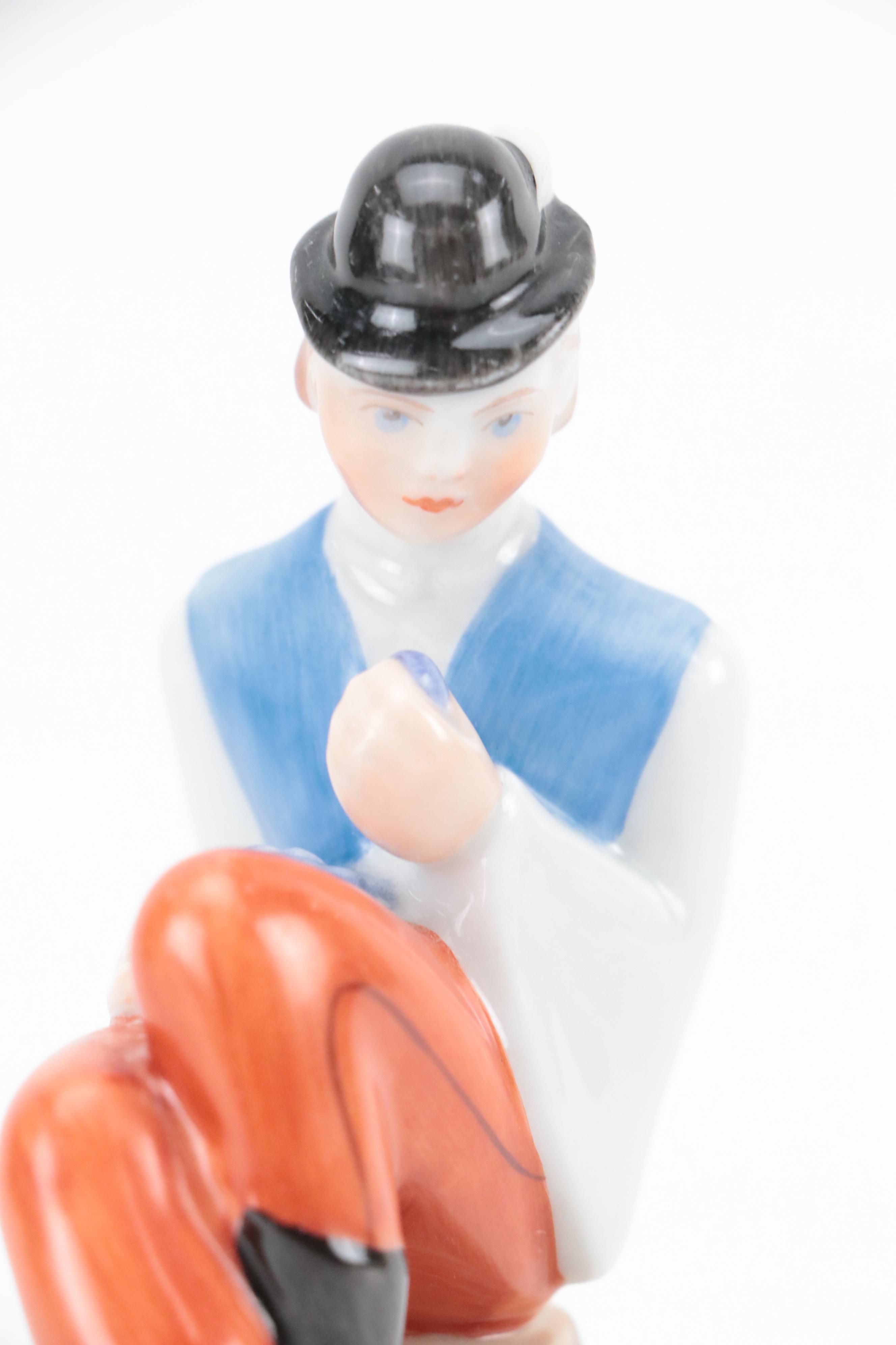 Herend "Man Eating Grapes" and "Boy with Puli Dog" Porcelain Figurines