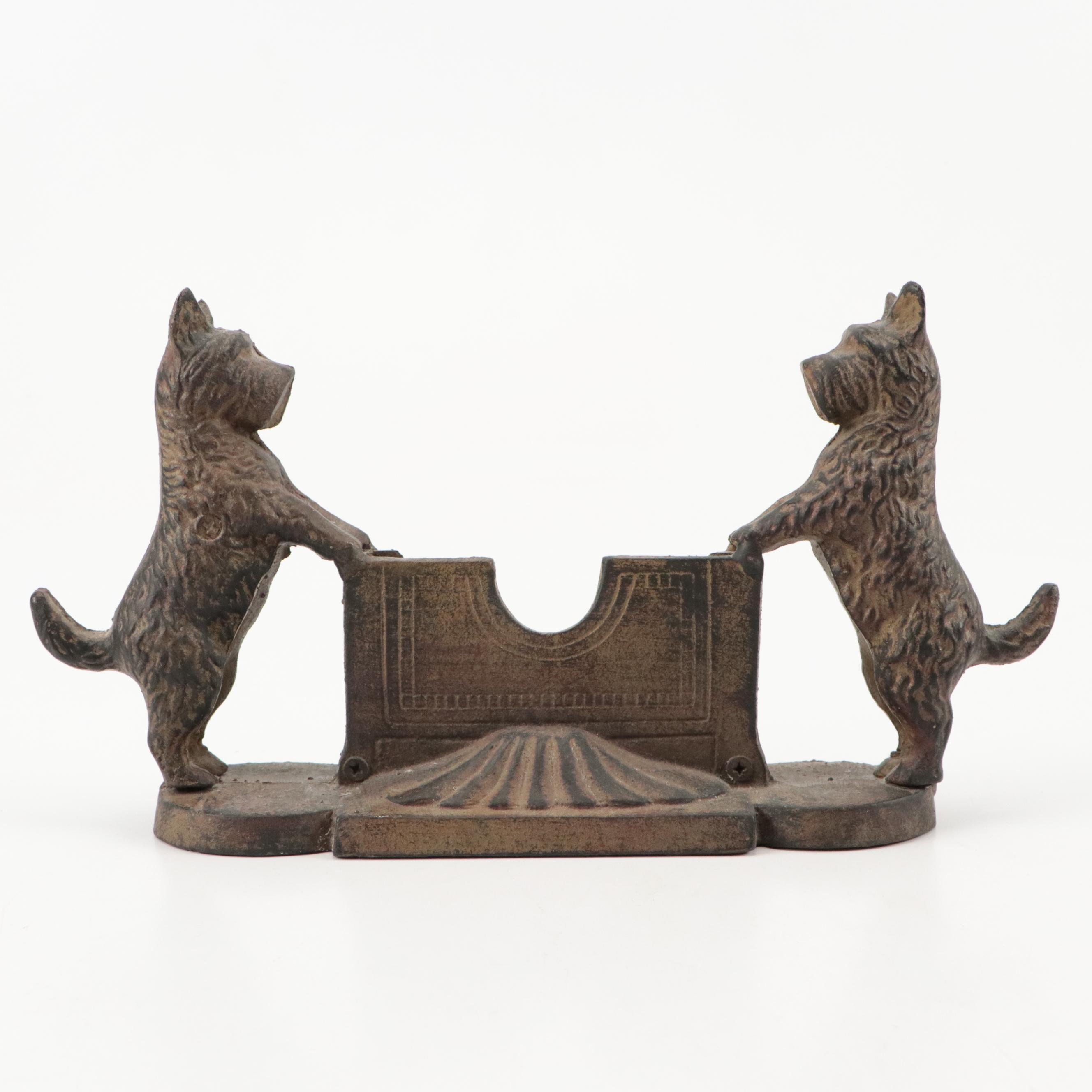 Cast Iron Scottie Dog Business Card Holder