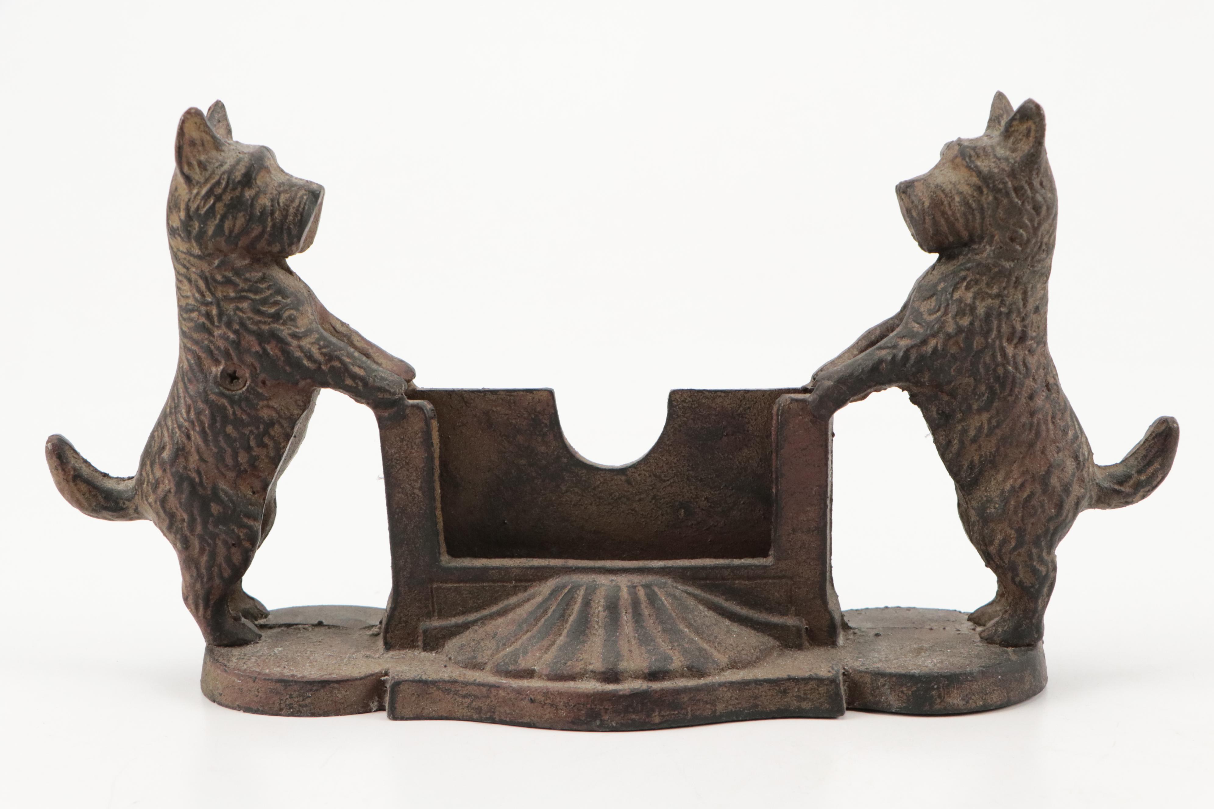 Cast Iron Scottie Dog Business Card Holder