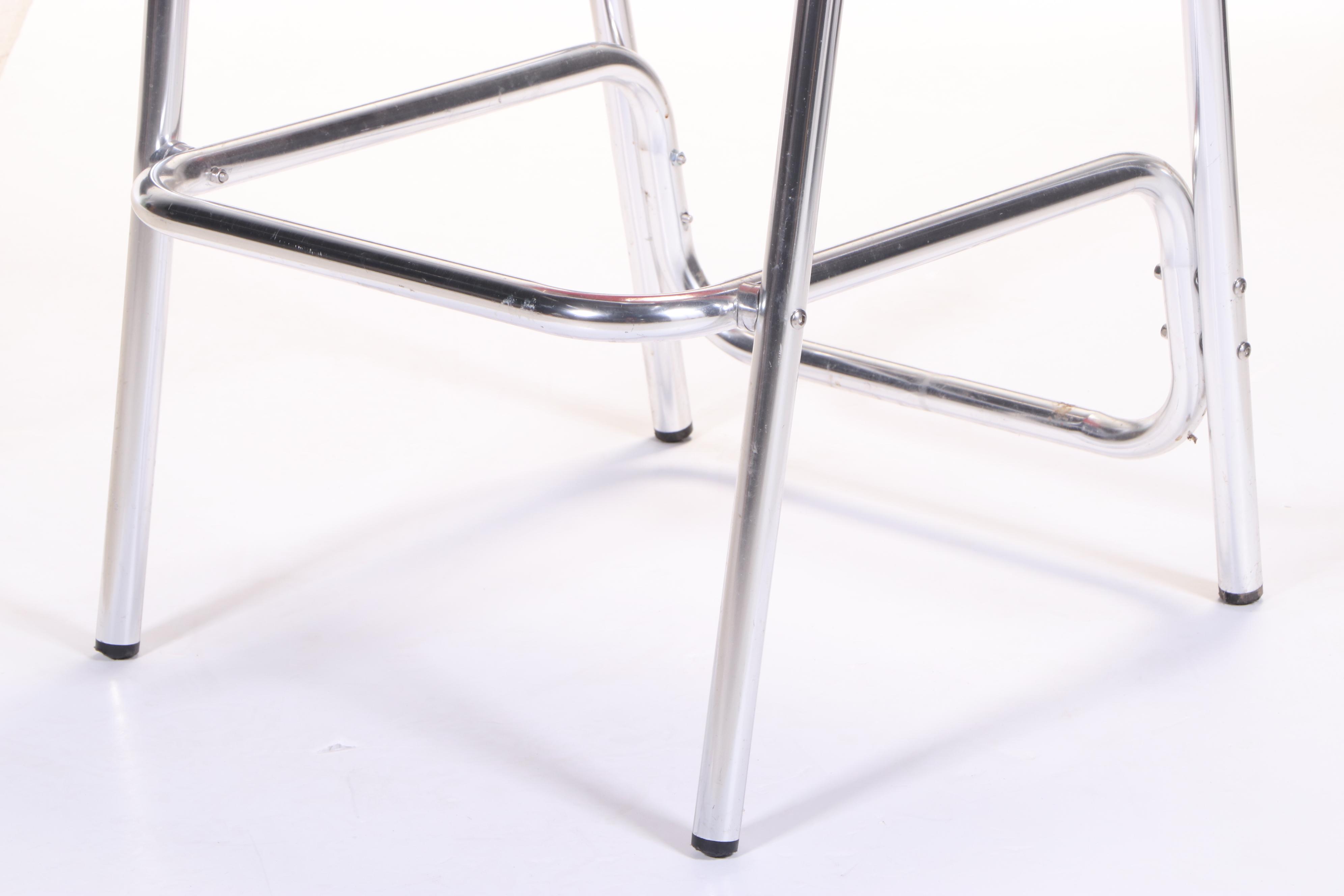 Modernist Style Tubular Aluminum and Resin Wicker Bar Stool