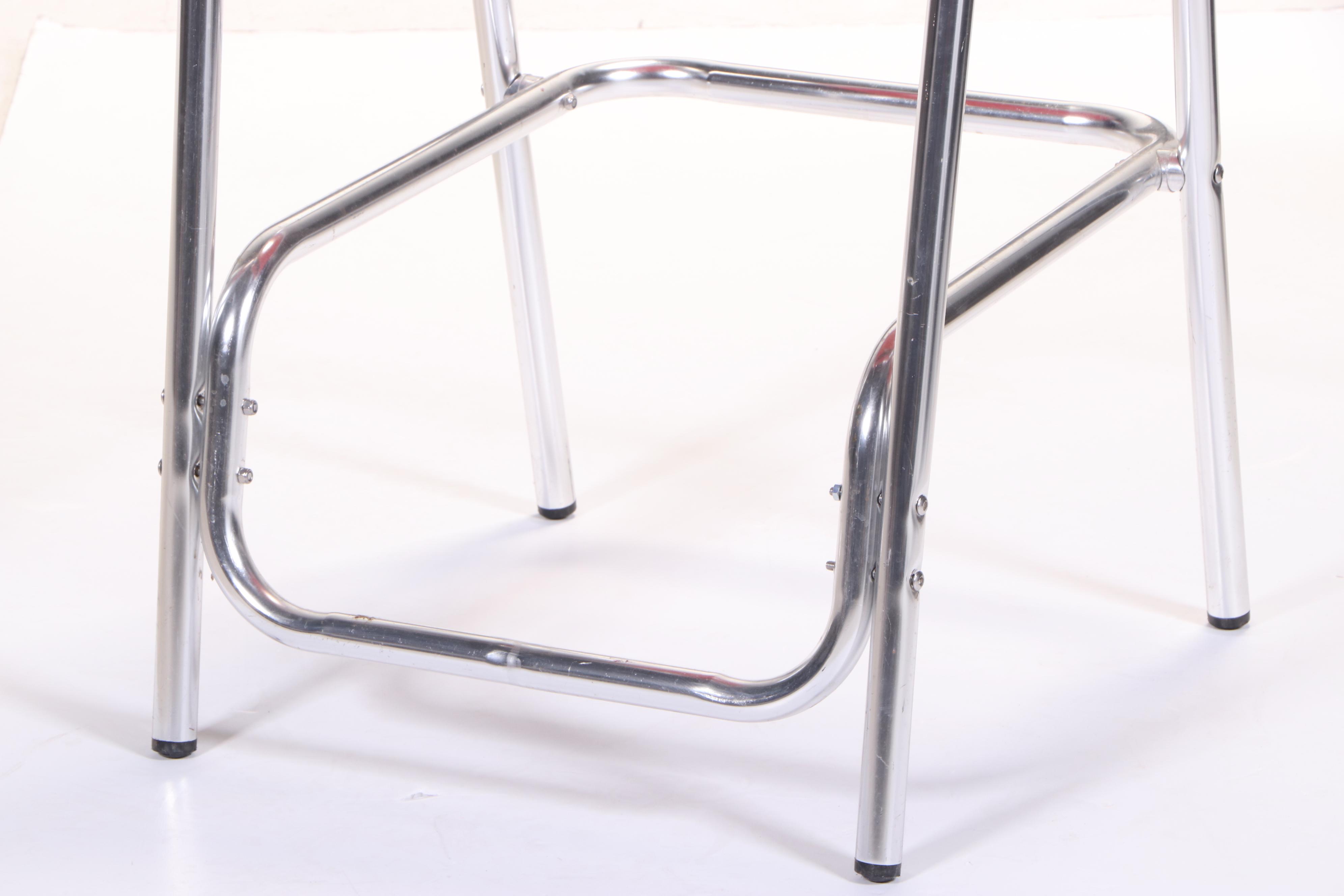 Modernist Style Tubular Aluminum and Resin Wicker Bar Stool