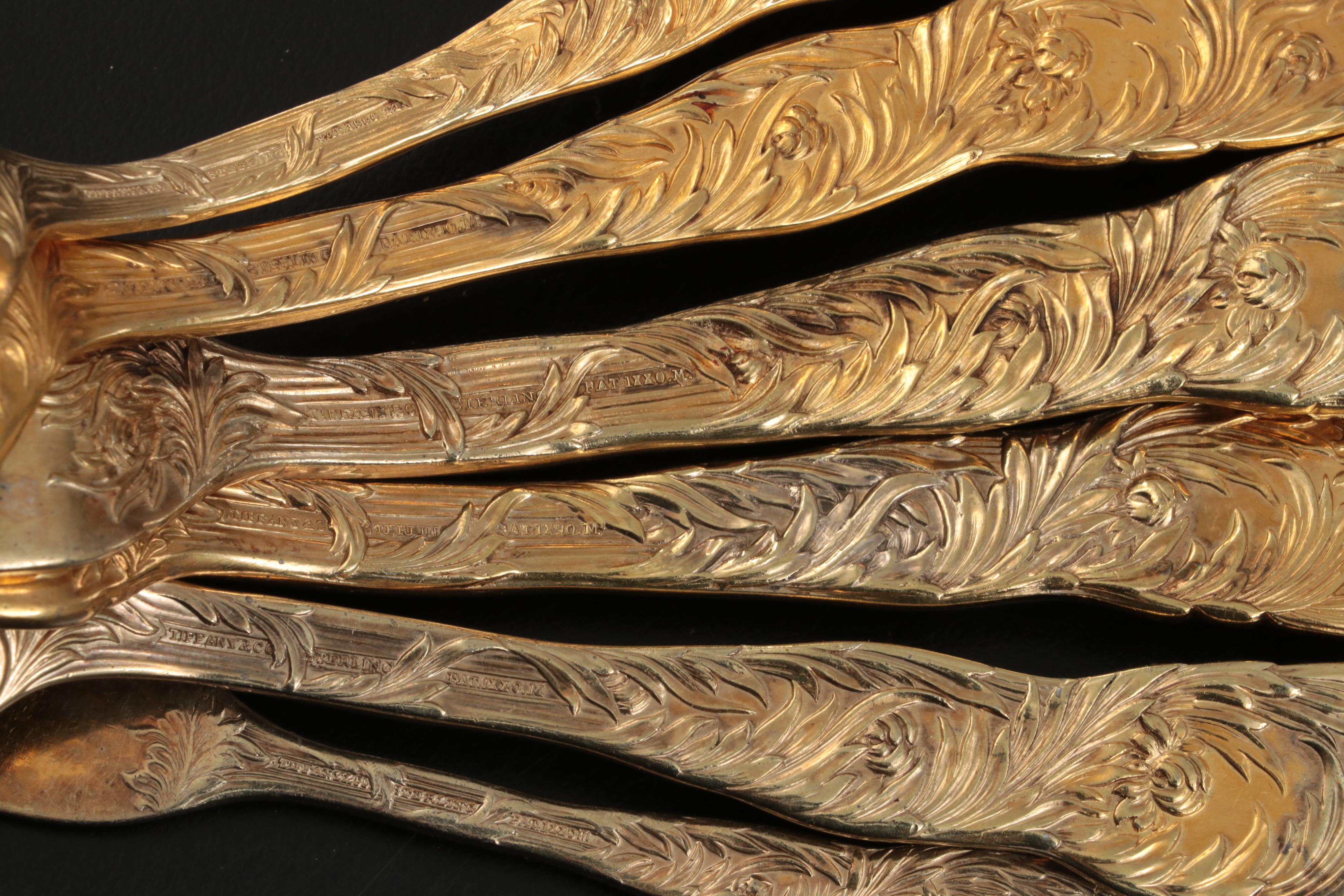 Tiffany & Co. "Chrysanthemum" Vermeil Sterling Silver Flatware Set