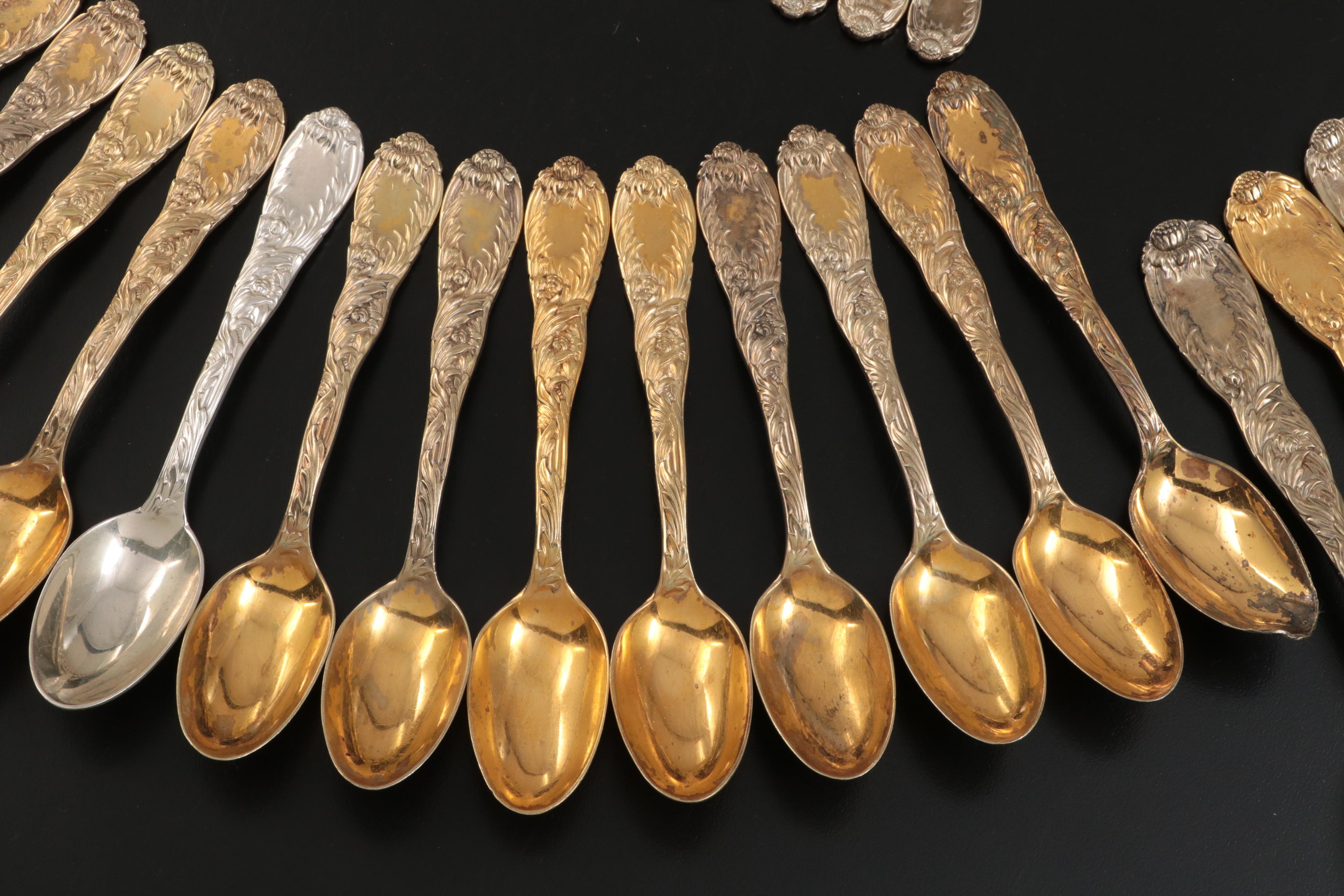 Tiffany & Co. "Chrysanthemum" Vermeil Sterling Silver Flatware Set