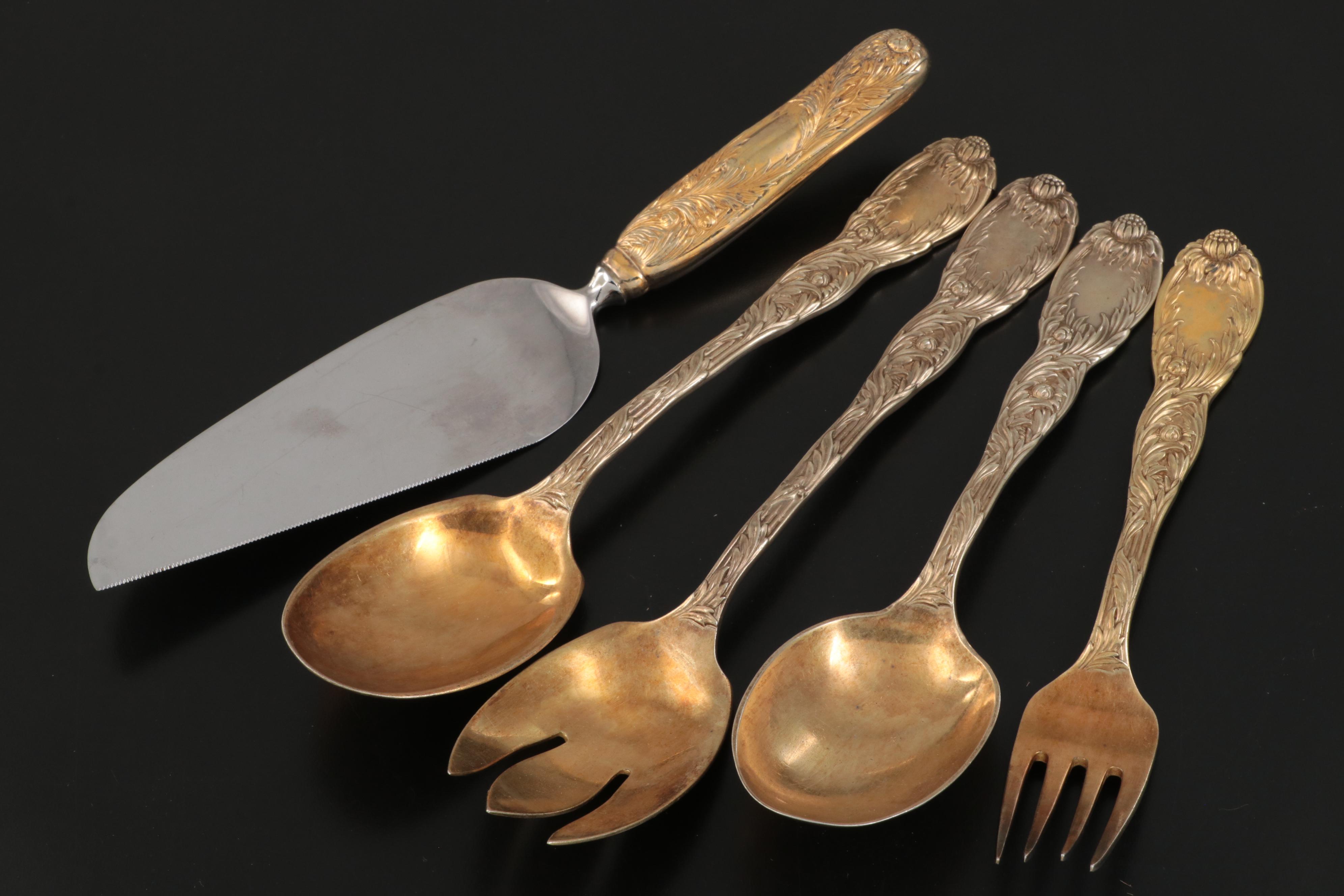 Tiffany & Co. "Chrysanthemum" Vermeil Sterling Silver Flatware Set