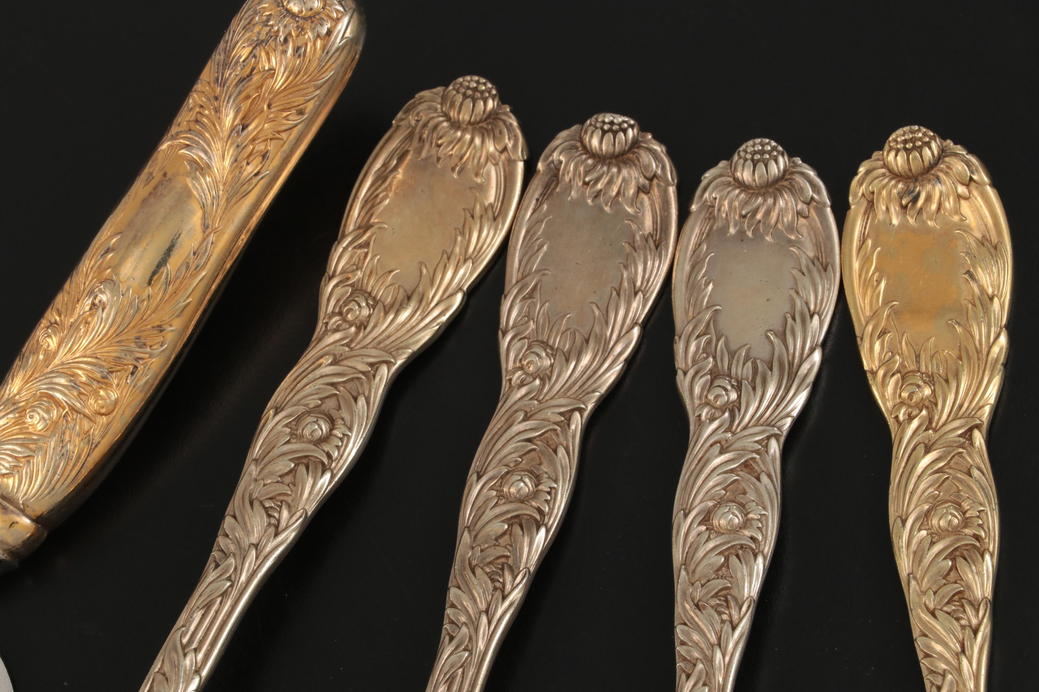Tiffany & Co. "Chrysanthemum" Vermeil Sterling Silver Flatware Set