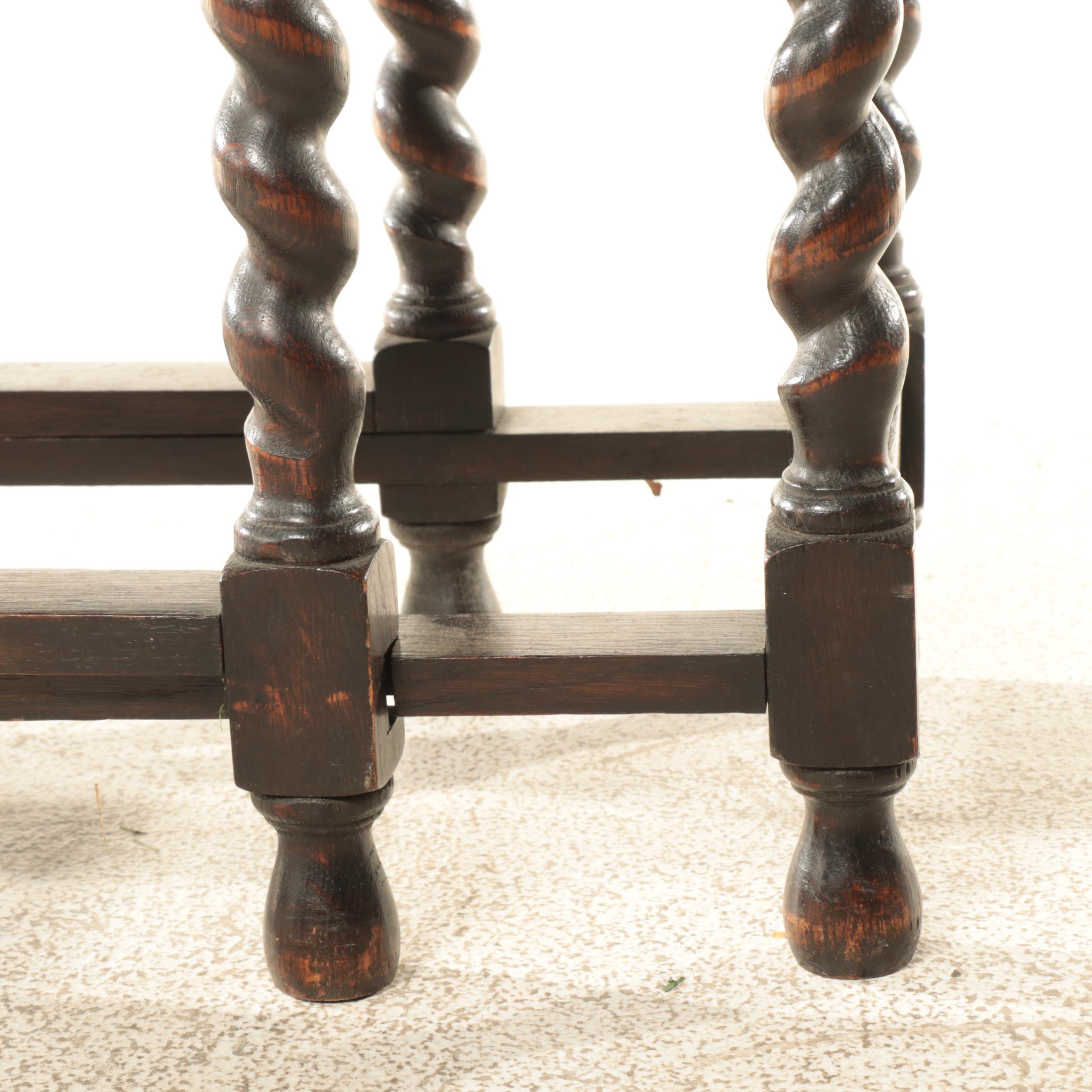 Jacobean Revival Quartersawn Oak and Barley Twist Gateleg Table