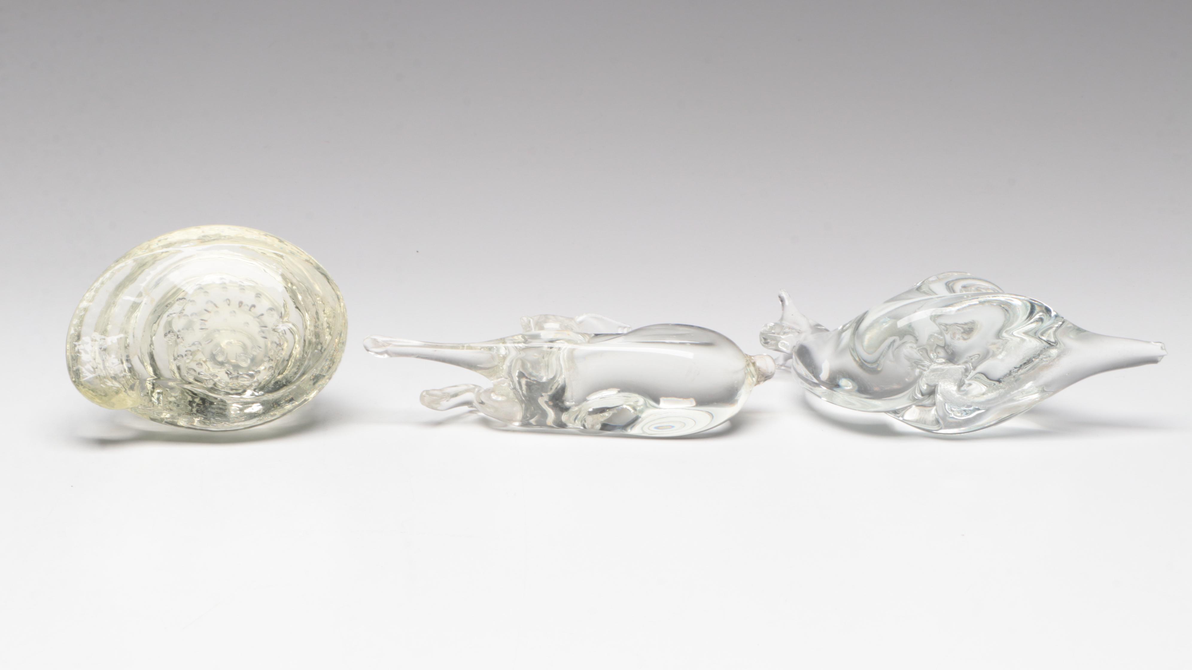 Bischoff Purple Amethyst Blown Glass Swan Bowl with Other Art Glass Animals