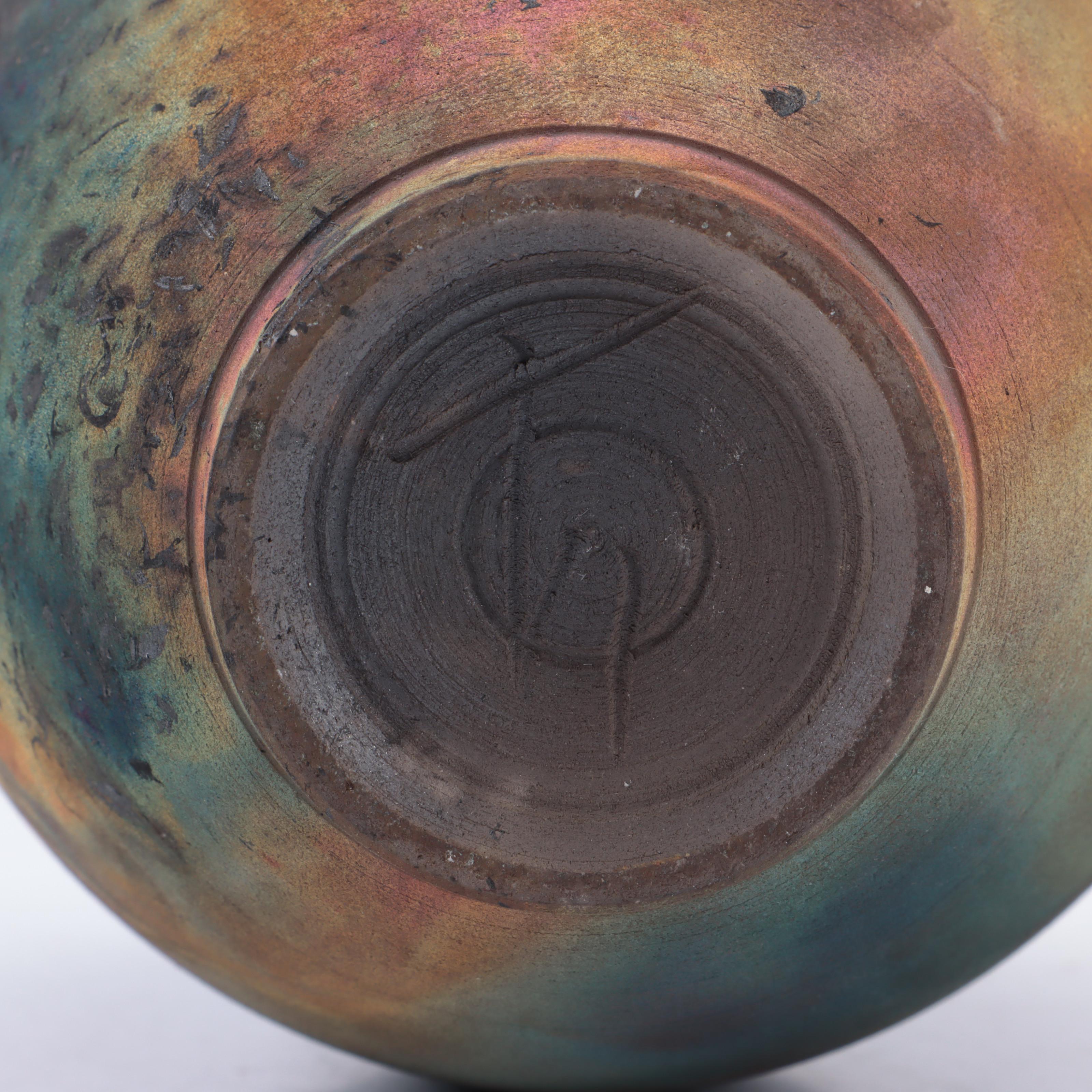 Raku Fired Art Pottery Vase