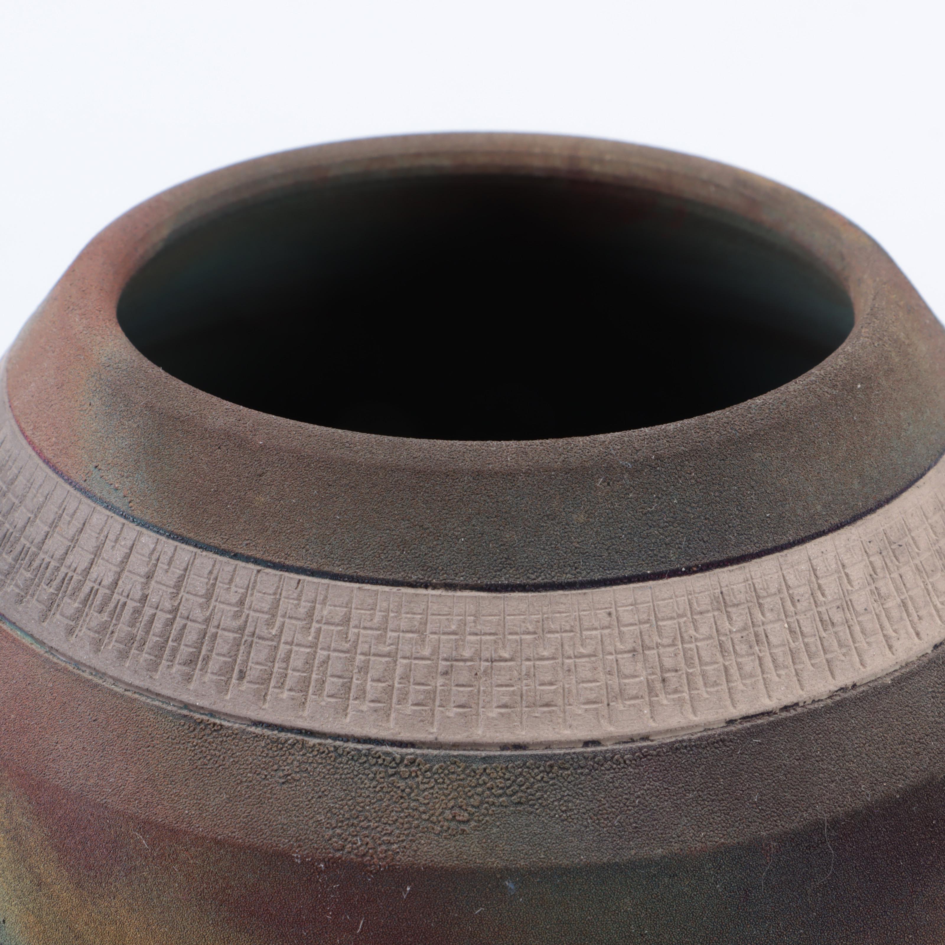 Raku Fired Art Pottery Vase