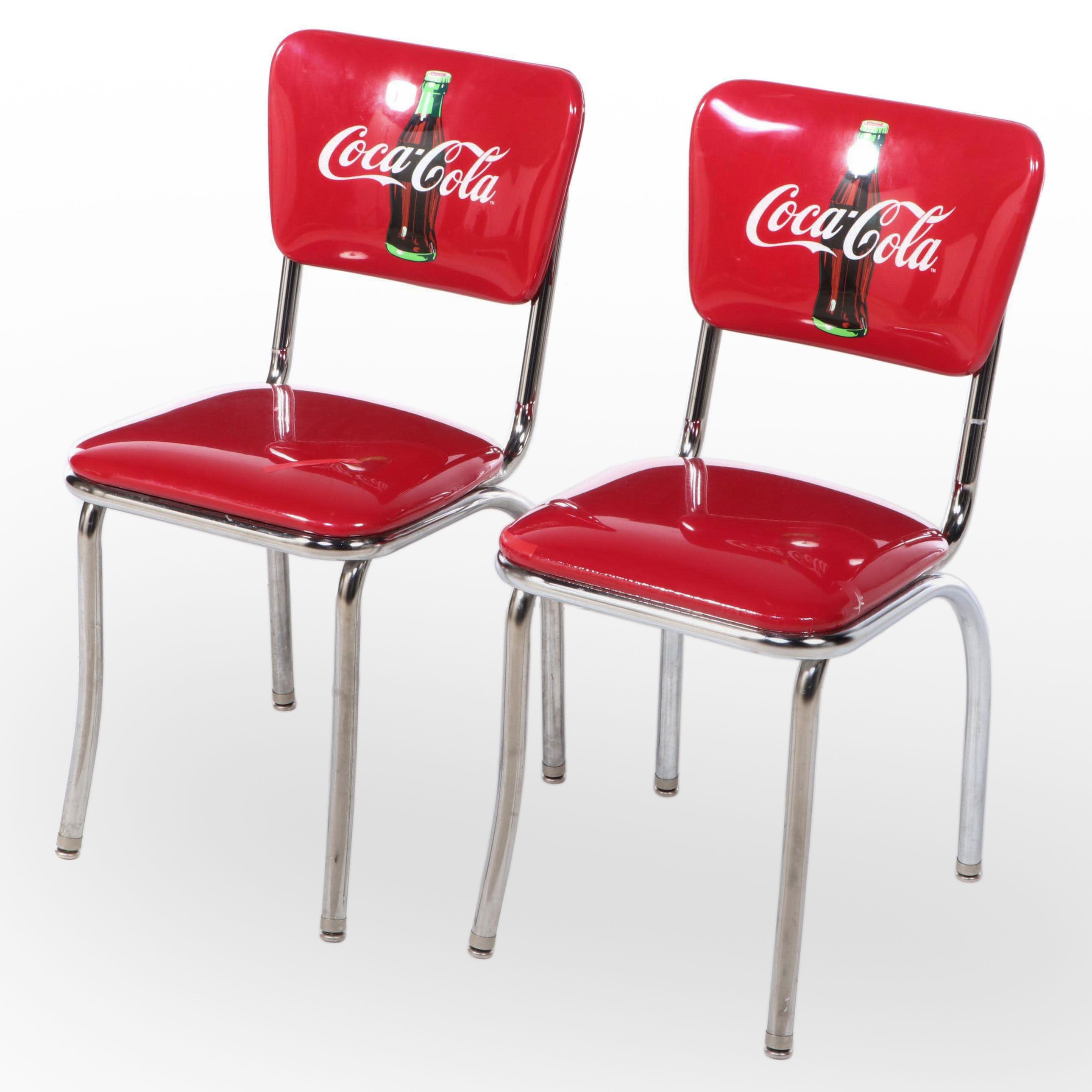 Pair of Vitro for Coca-Cola Modernist Style Chrome and Vinyl Dining Side Chairs