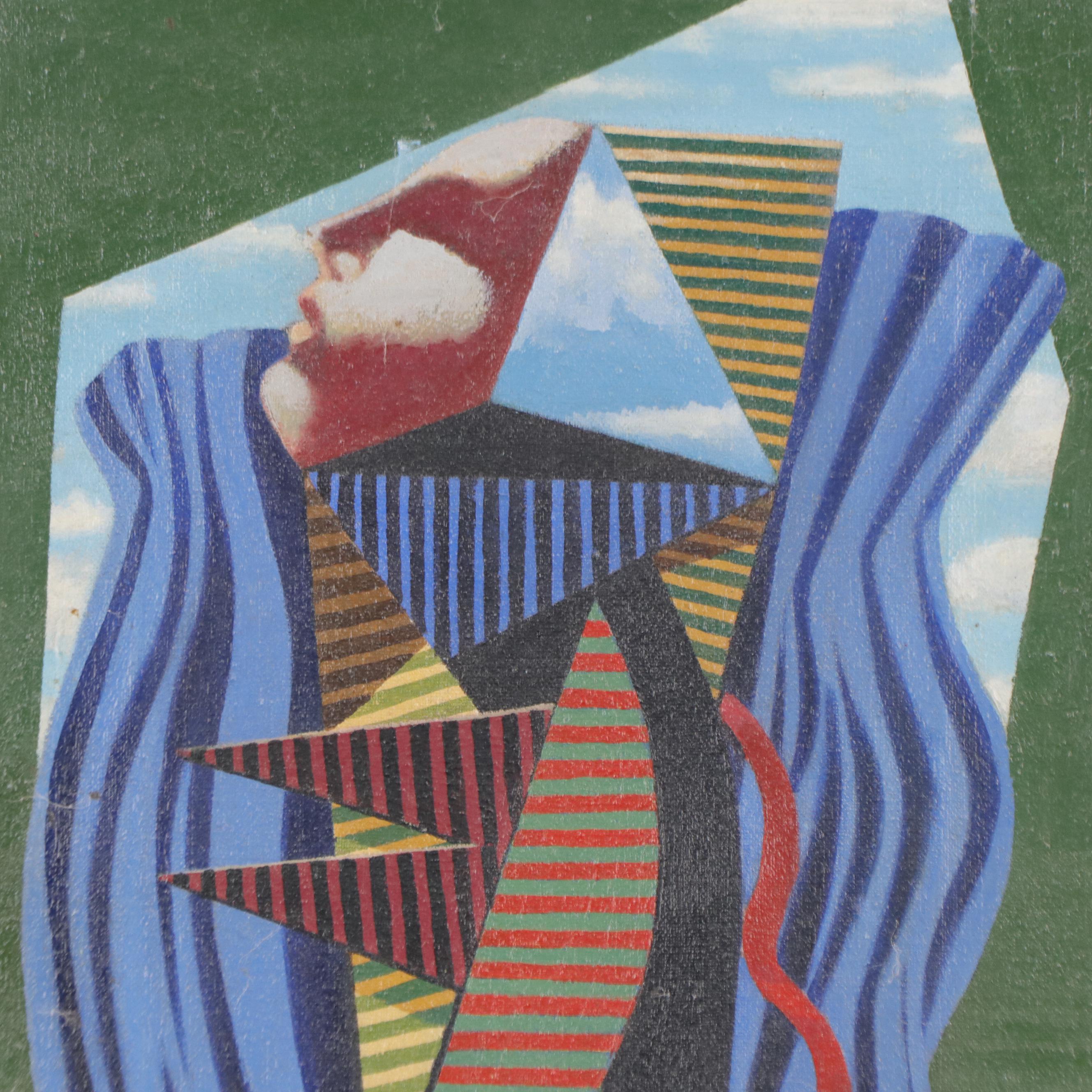 Michael Guinn Abstract Figurative Oil Painting, 1977