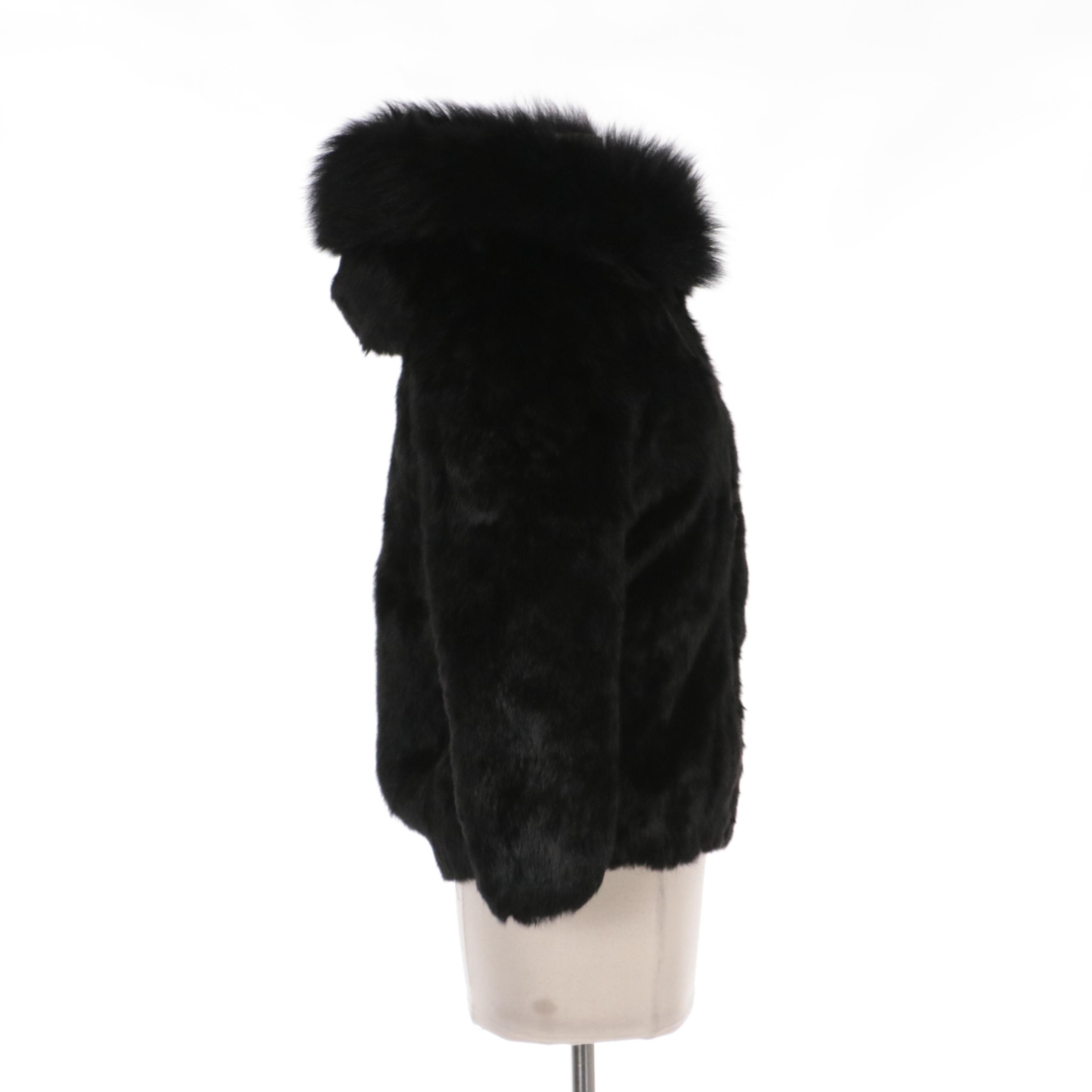 Rabbit Fur Hoodie with Fox Fur Trim from Vincents