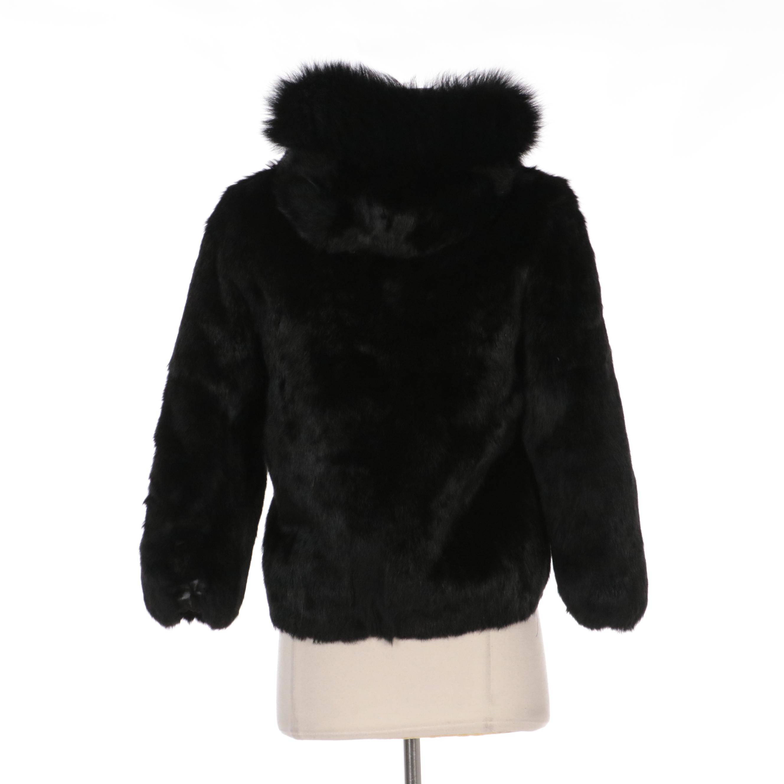 Rabbit Fur Hoodie with Fox Fur Trim from Vincents