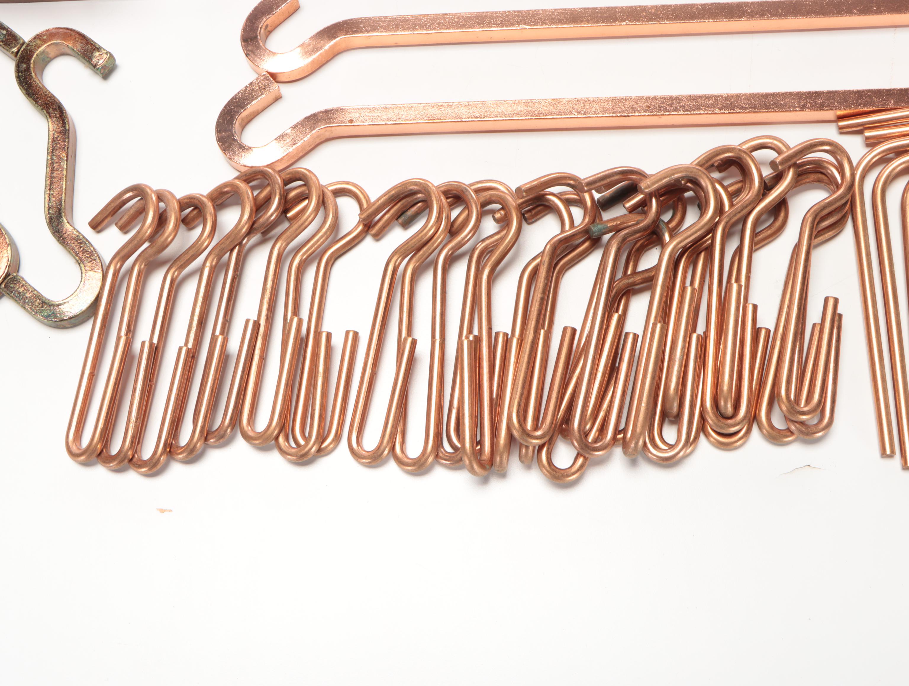 Contemporary Hanging Copper Pot Rack With Hooks