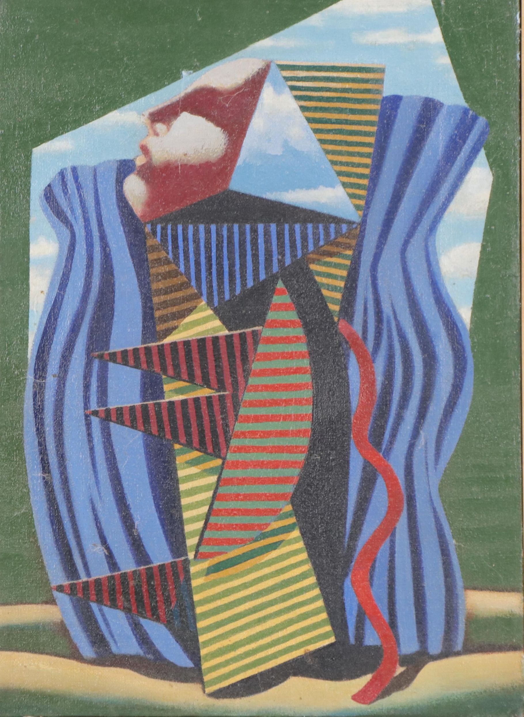 Michael Guinn Abstract Figurative Oil Painting, 1977