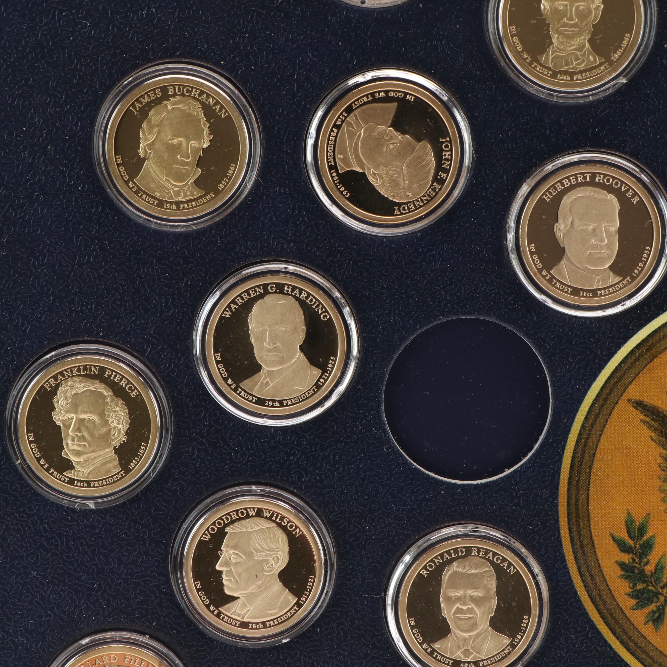 Nearly Complete Framed Presidential Dollar Collection