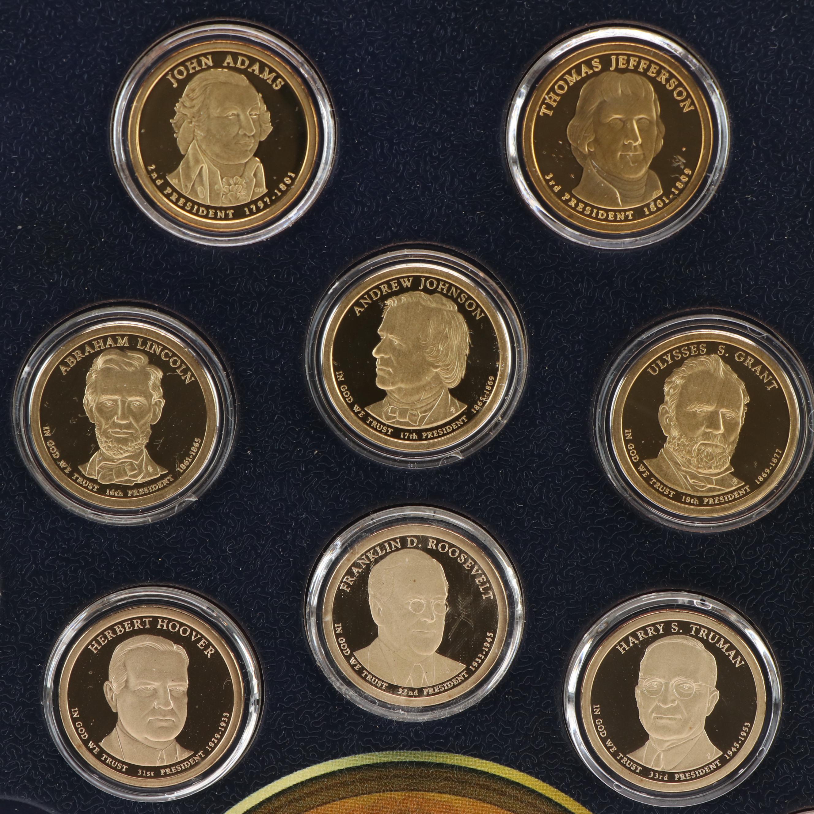Nearly Complete Framed Presidential Dollar Collection