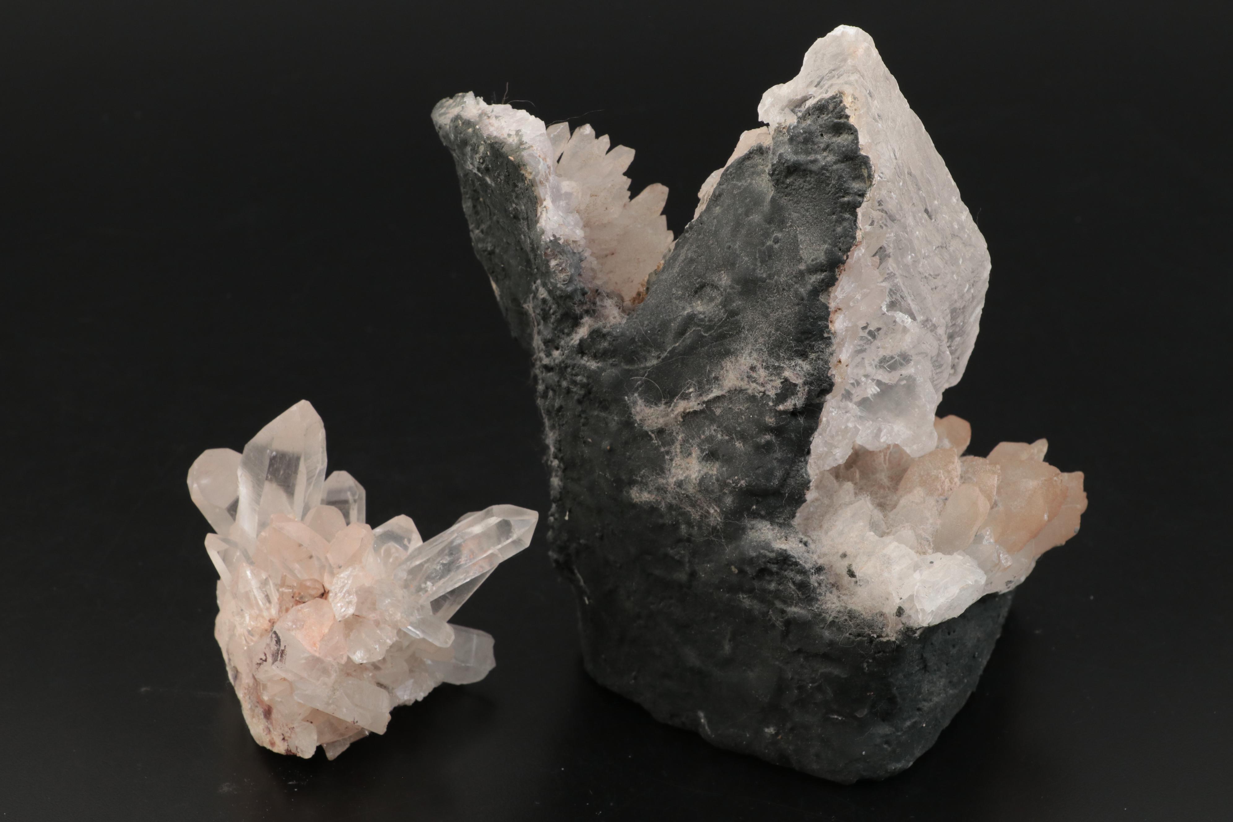 Selenite Tower, Slabs, Dog Tooth Spar and Quartz Specimens