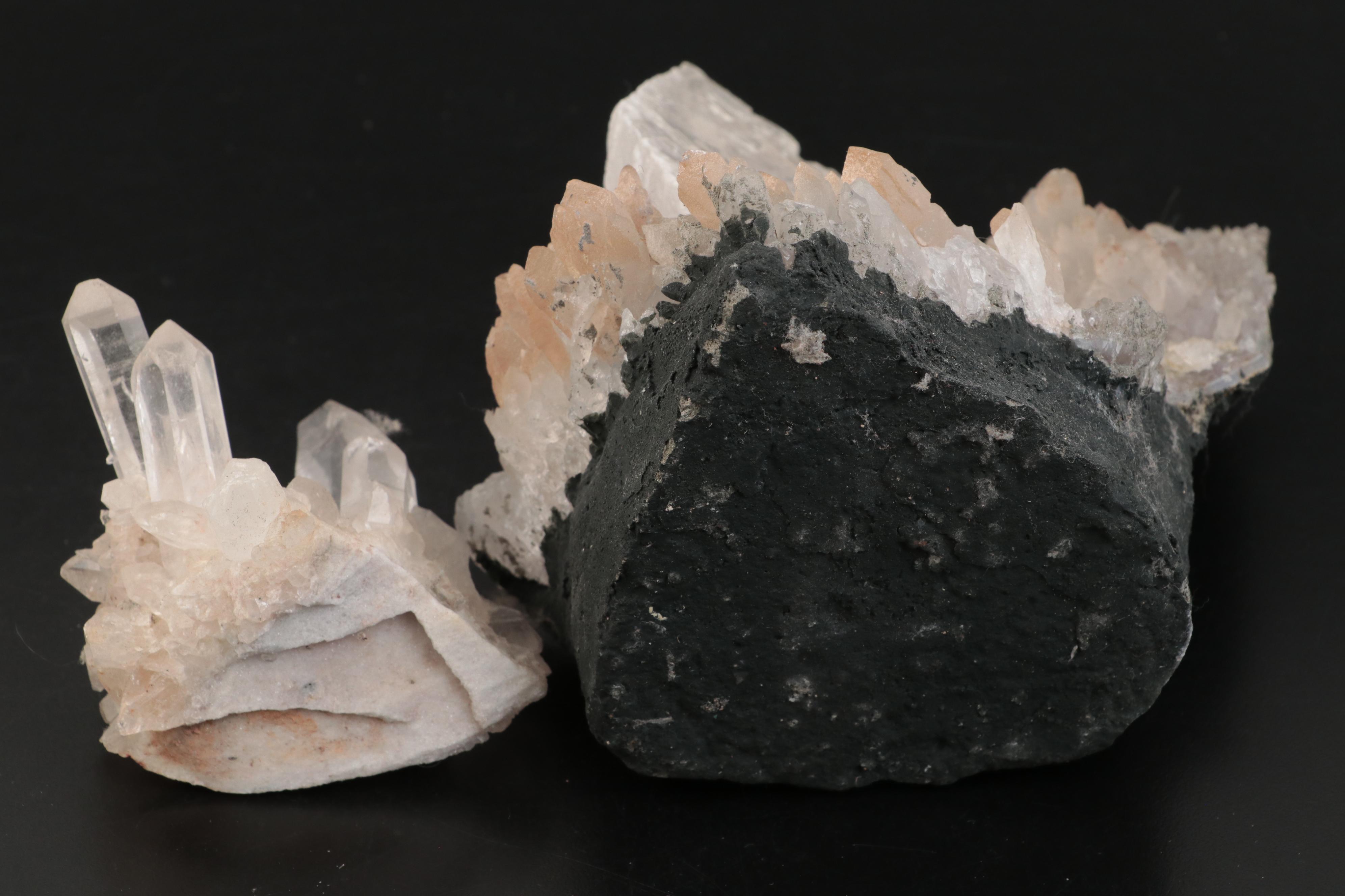Selenite Tower, Slabs, Dog Tooth Spar and Quartz Specimens