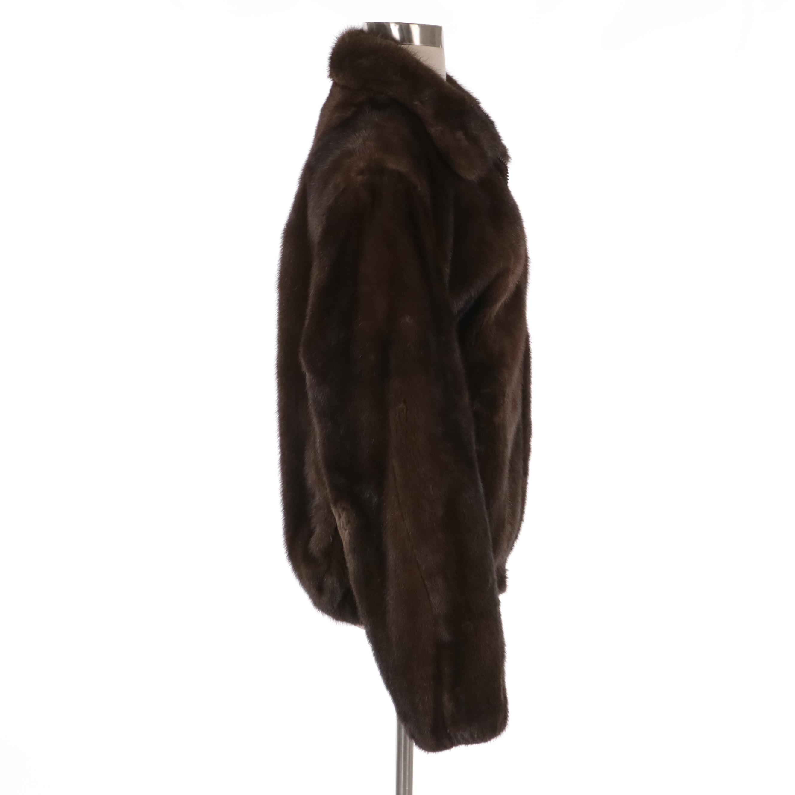 Elán Furs Brown Mink Fur Front-Zip Jacket