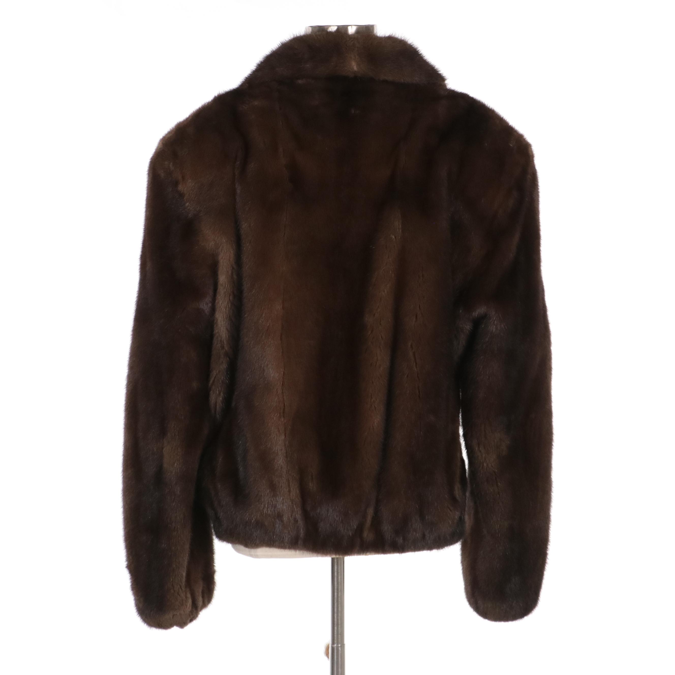 Elán Furs Brown Mink Fur Front-Zip Jacket