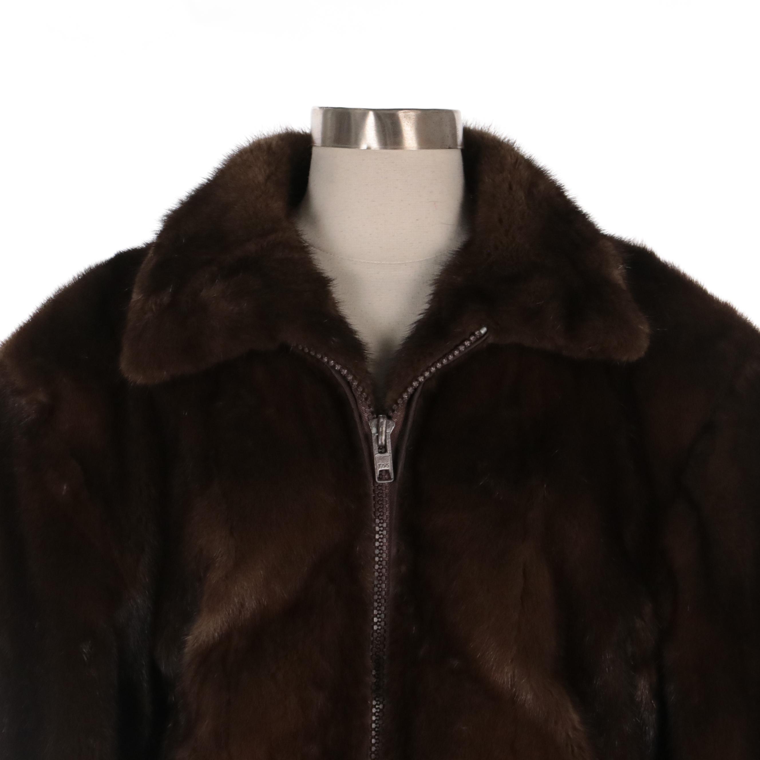 Elán Furs Brown Mink Fur Front-Zip Jacket