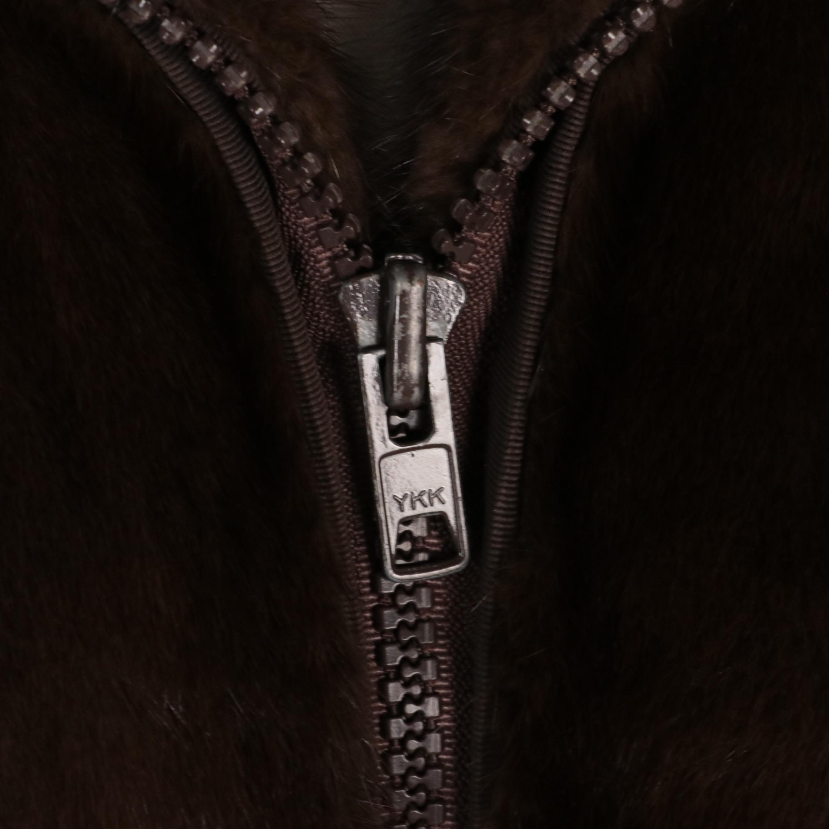 Elán Furs Brown Mink Fur Front-Zip Jacket