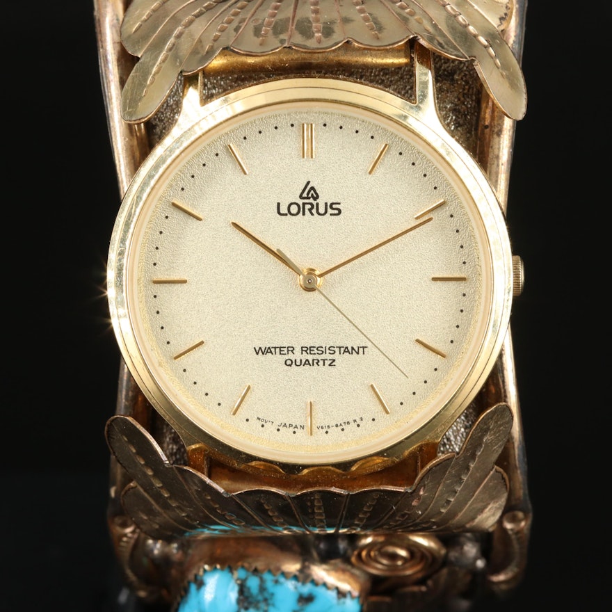 Lorus Wristwatch on Gold-Filled and Sterling Silver Bracelet