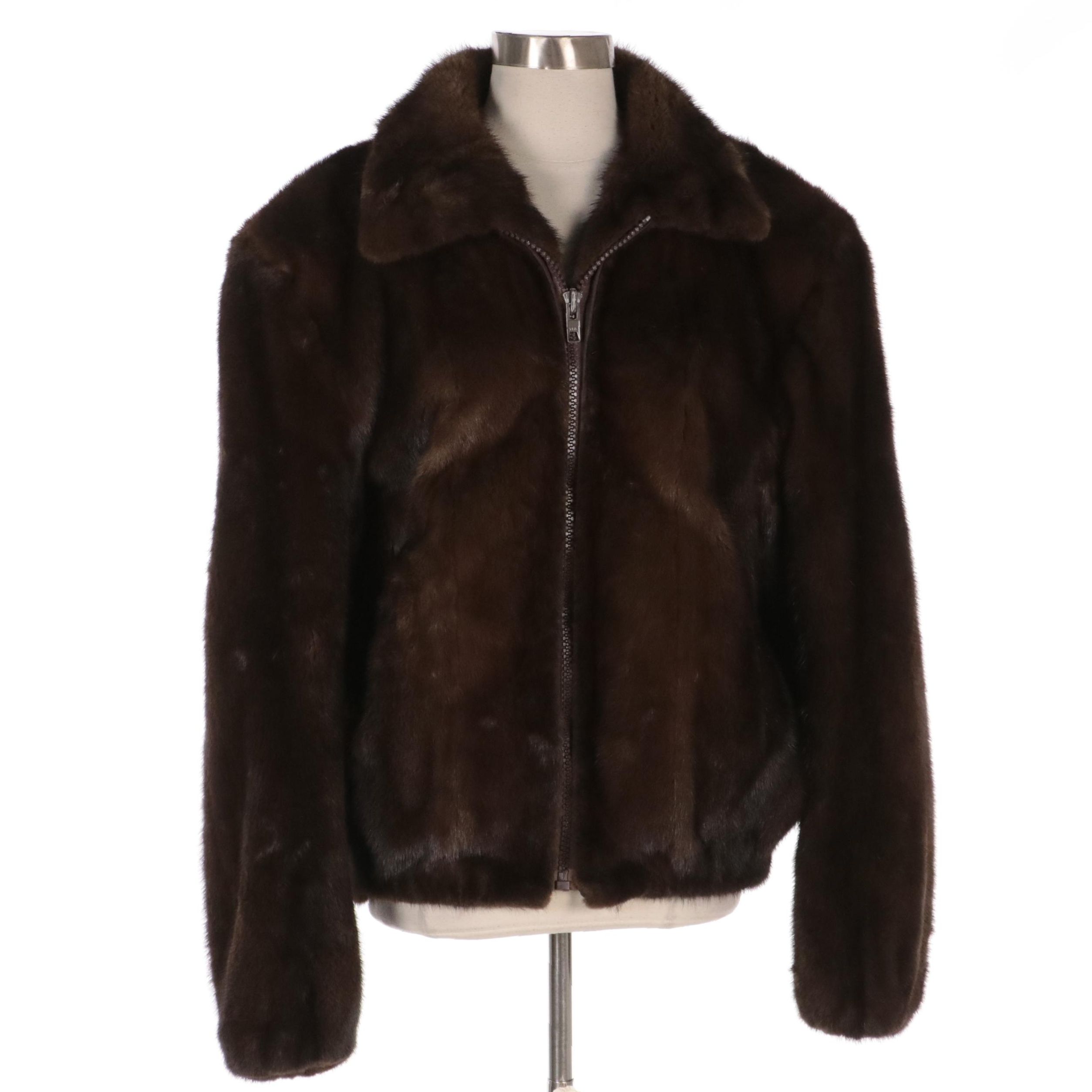 Elán Furs Brown Mink Fur Front-Zip Jacket
