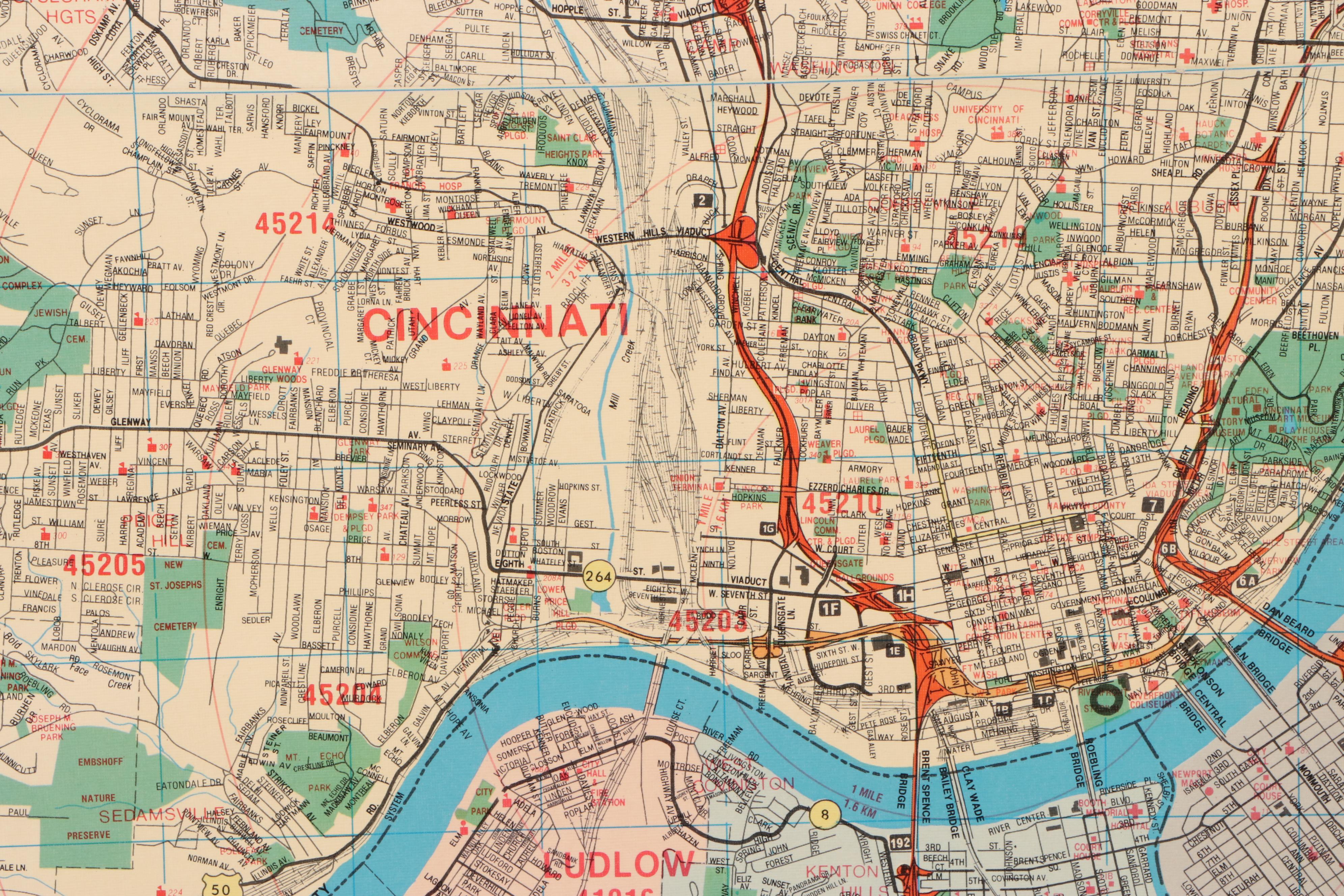 Champion Map Corp Cincinnati Metropolitan Area Wall Map, 1998