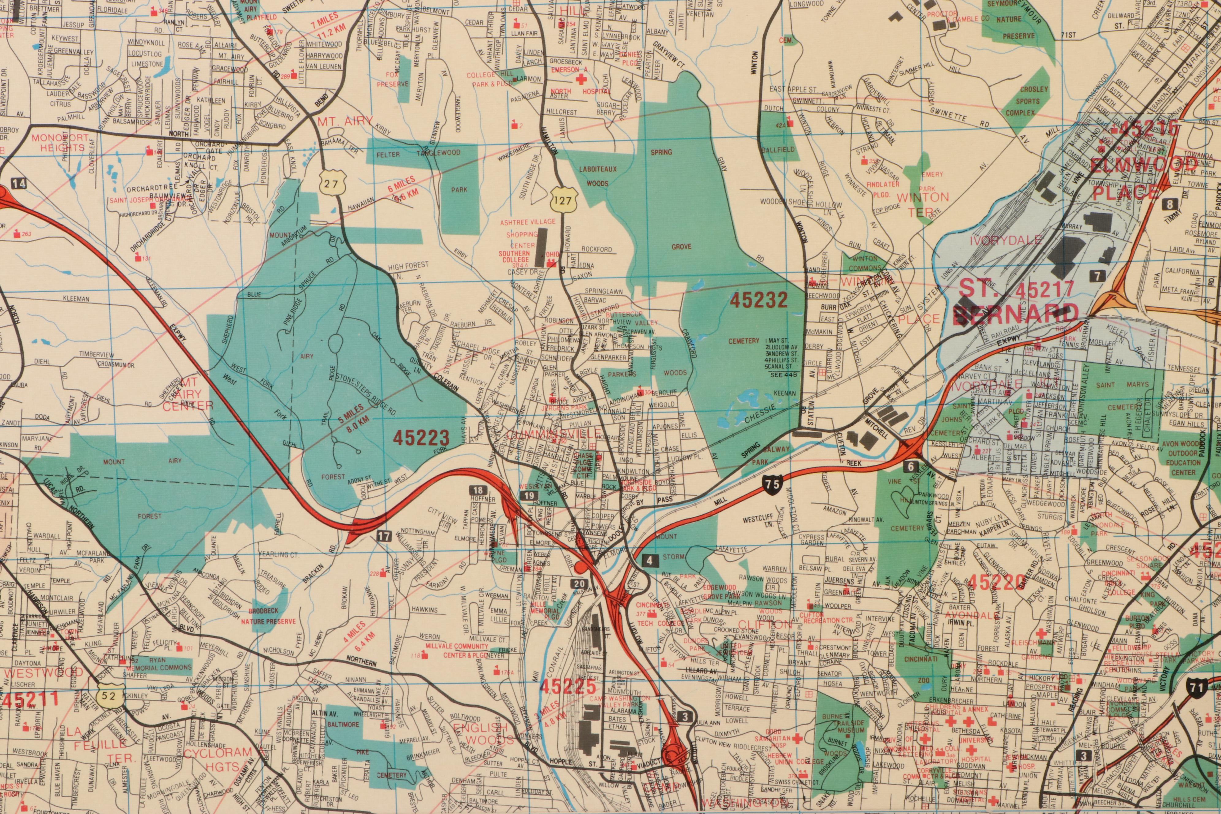 Champion Map Corp Cincinnati Metropolitan Area Wall Map, 1998
