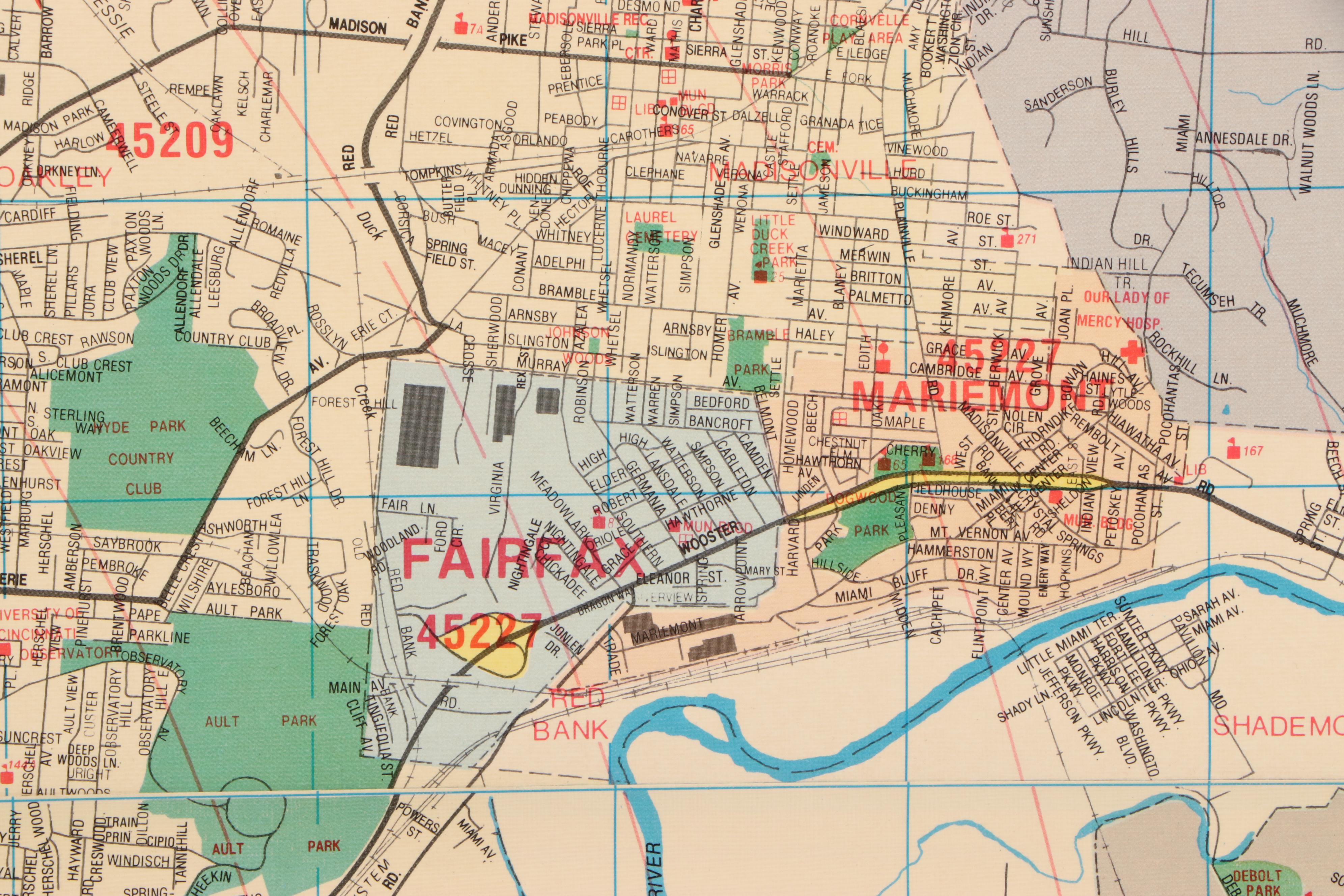 Champion Map Corp Cincinnati Metropolitan Area Wall Map, 1998